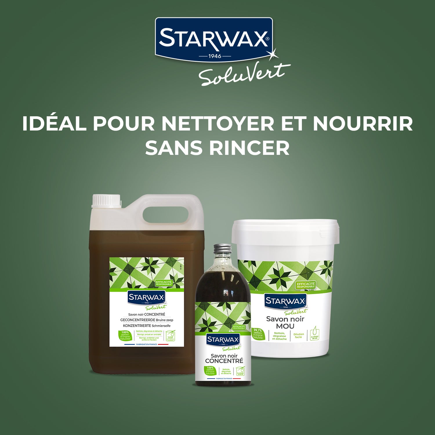 STARWAX SOLUVERT - Savon noir mou à l'huile de lin 1kg