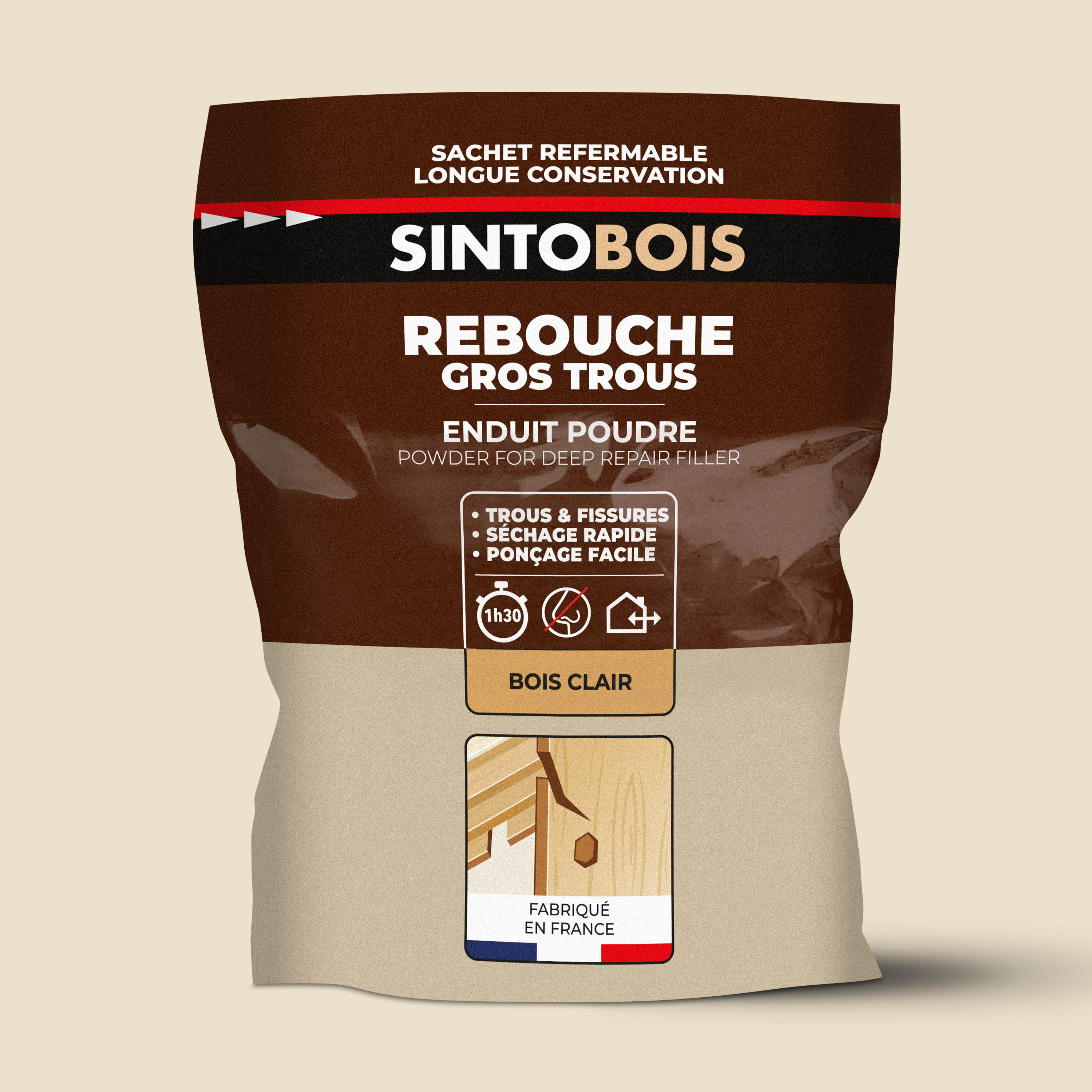 SINTO - Rebouche bois enduit poudre 1kg