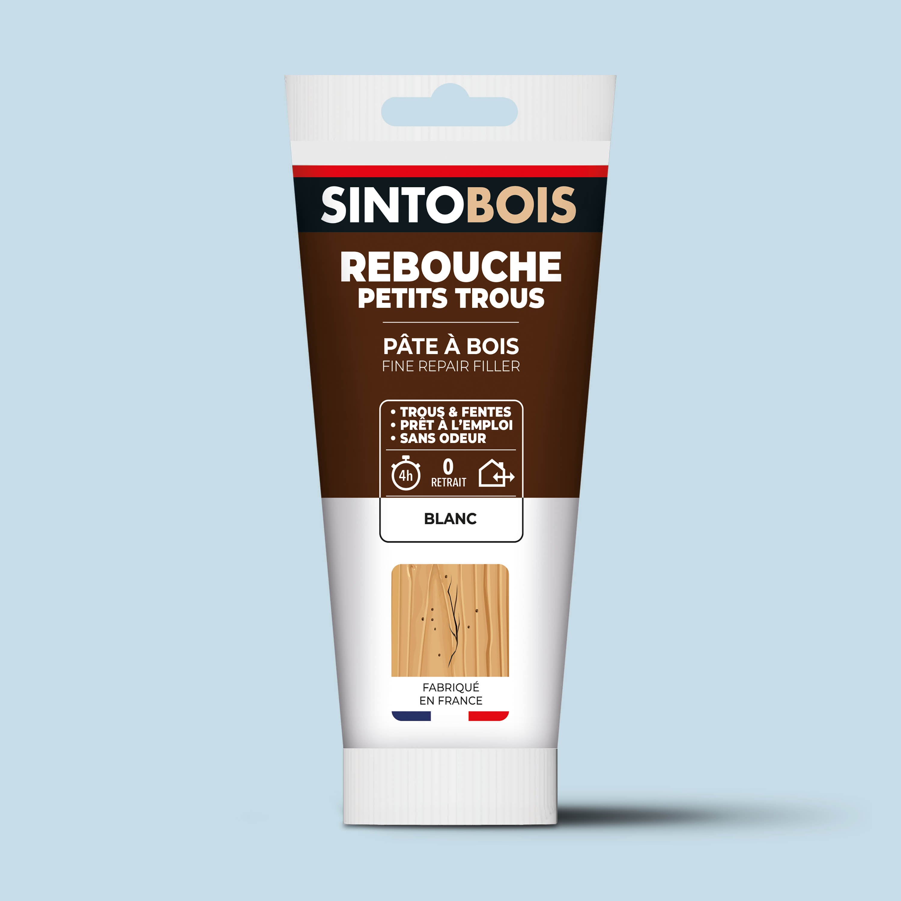 SINTO - Rebouche imperfections -  Pâte à bois naturel 80g Blanc