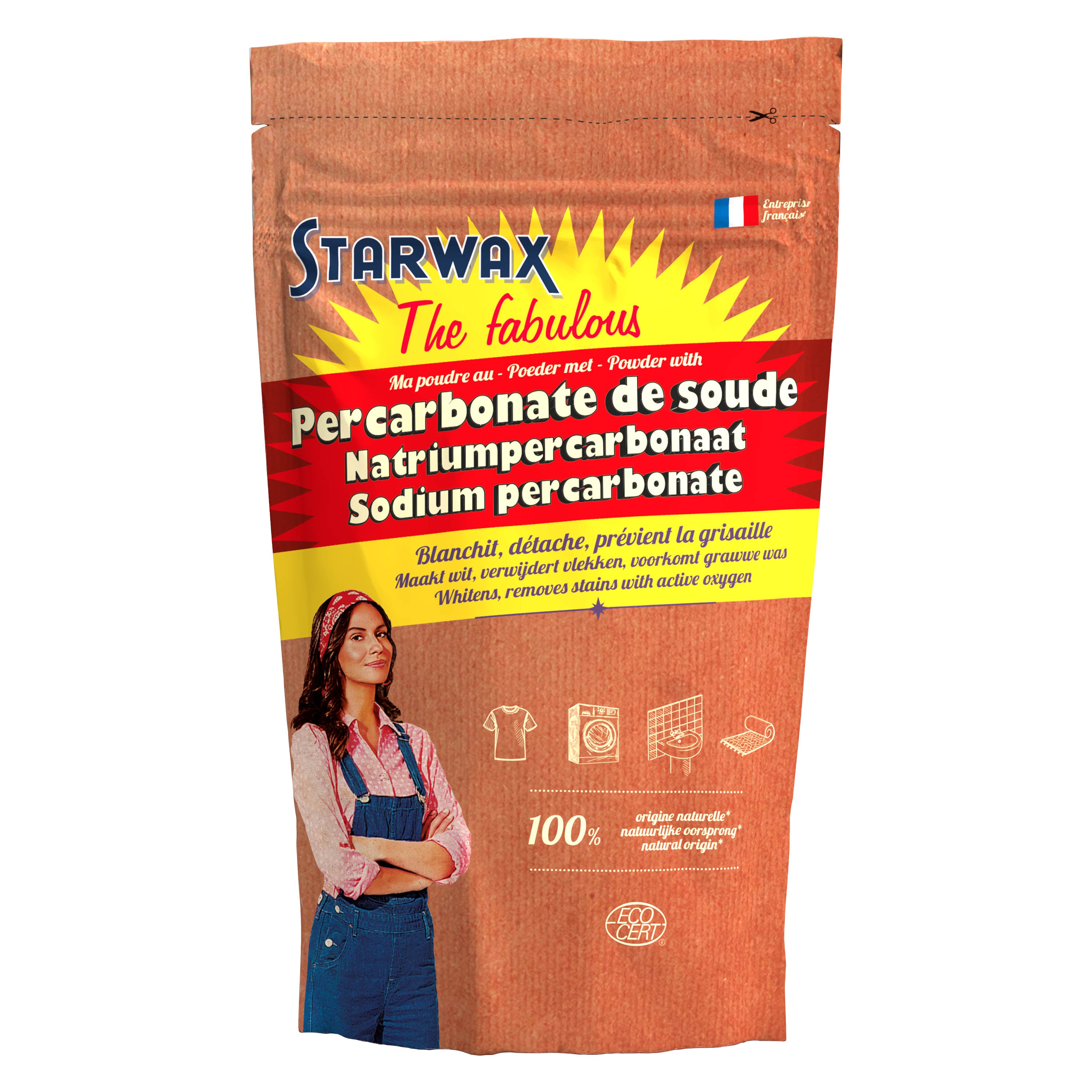 STARWAX FABULOUS - Ma poudre détachante & raviveur de blancheur au percarbonate de soude – Sachet éco 1kg