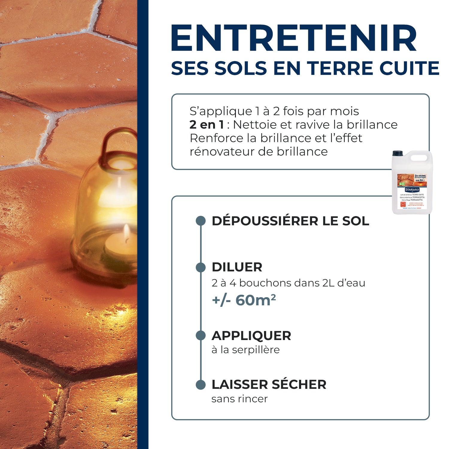STARWAX - Lait de brillance pour tomettes et terres cuites
 1L