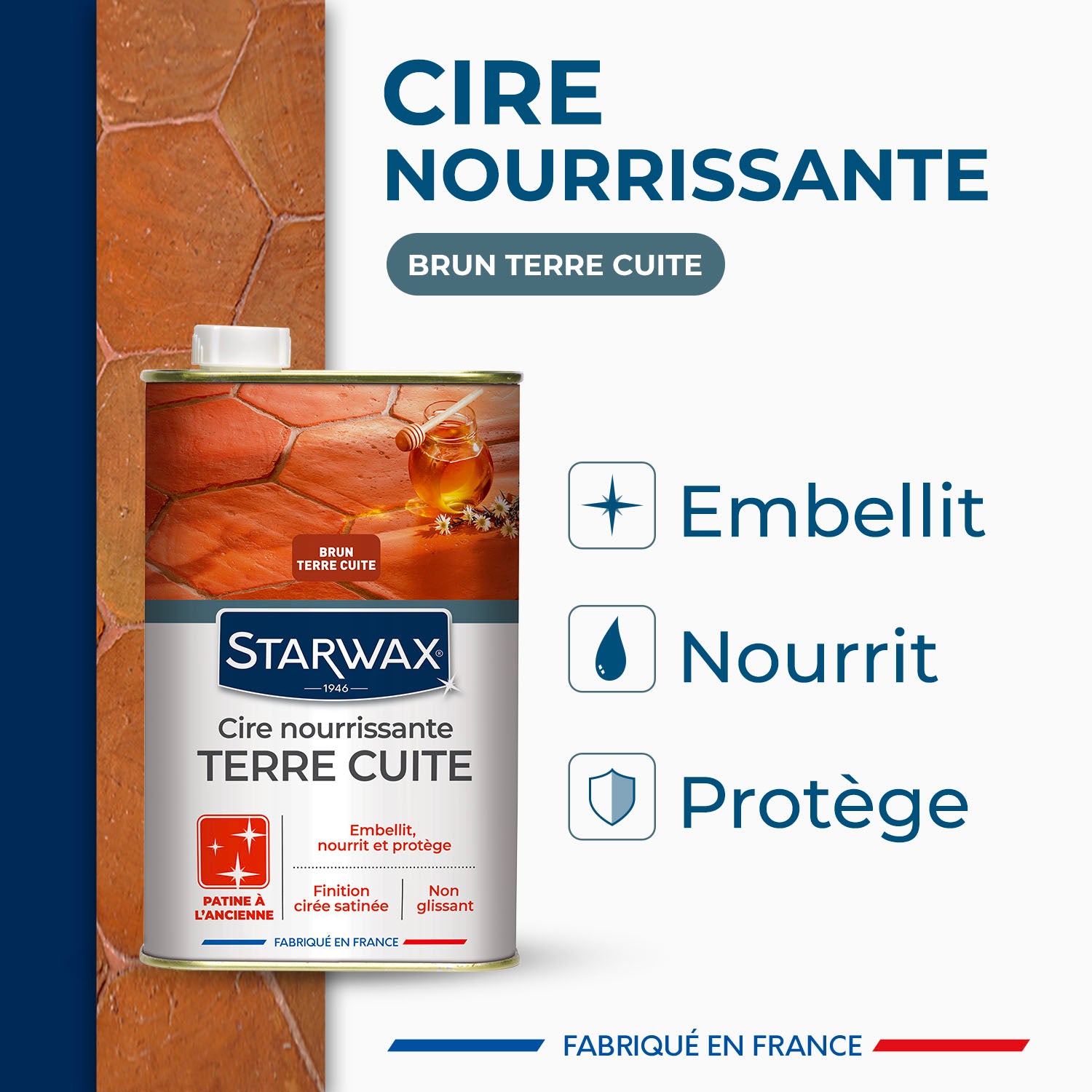 STARWAX - Cire nourrissante (patine à l'ancienne) pour tomettes et terres cuites
 1L Incolore