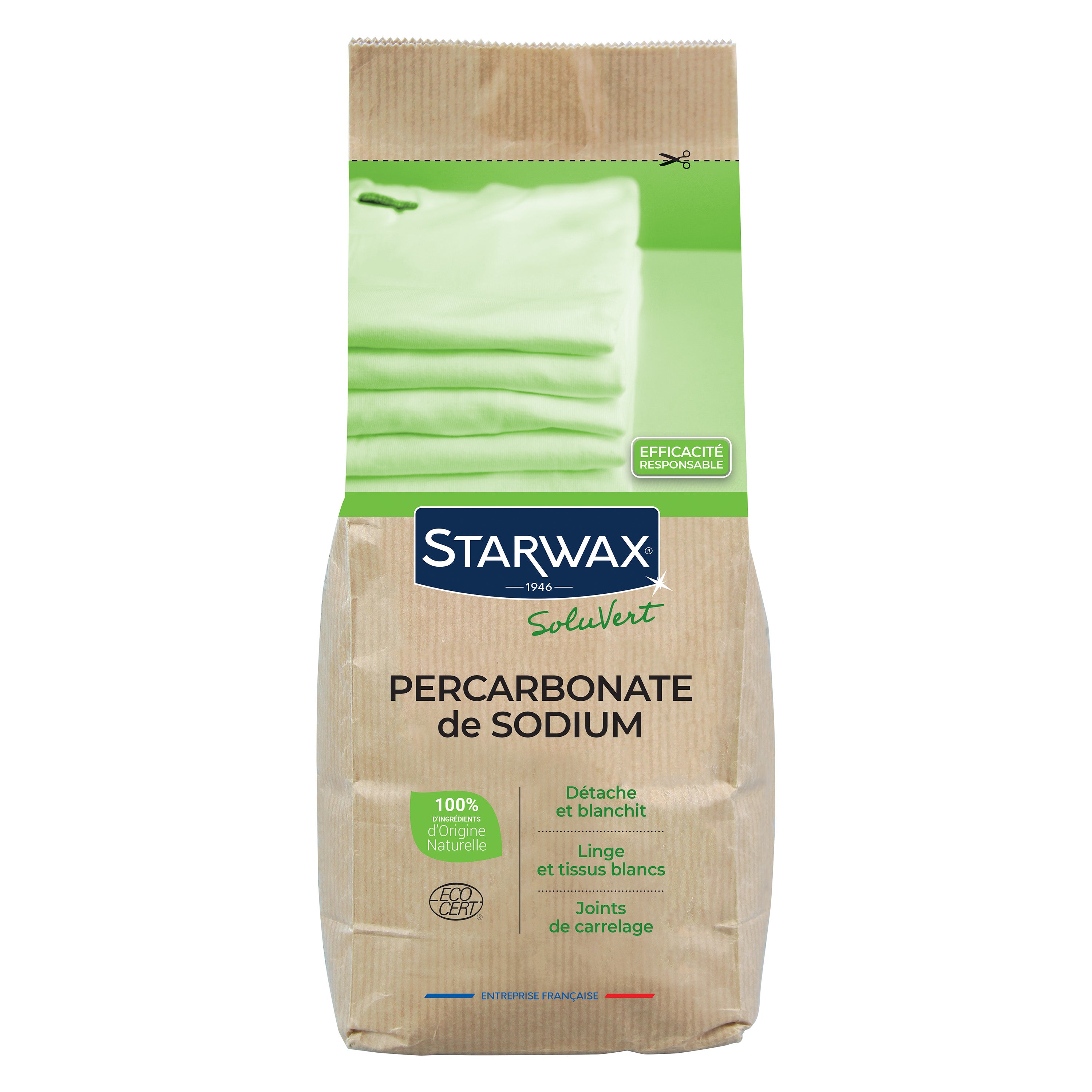 STARWAX SOLUVERT - Ma poudre détachante & raviveur de blancheur au percarbonate de soude – Sachet éco 1kg