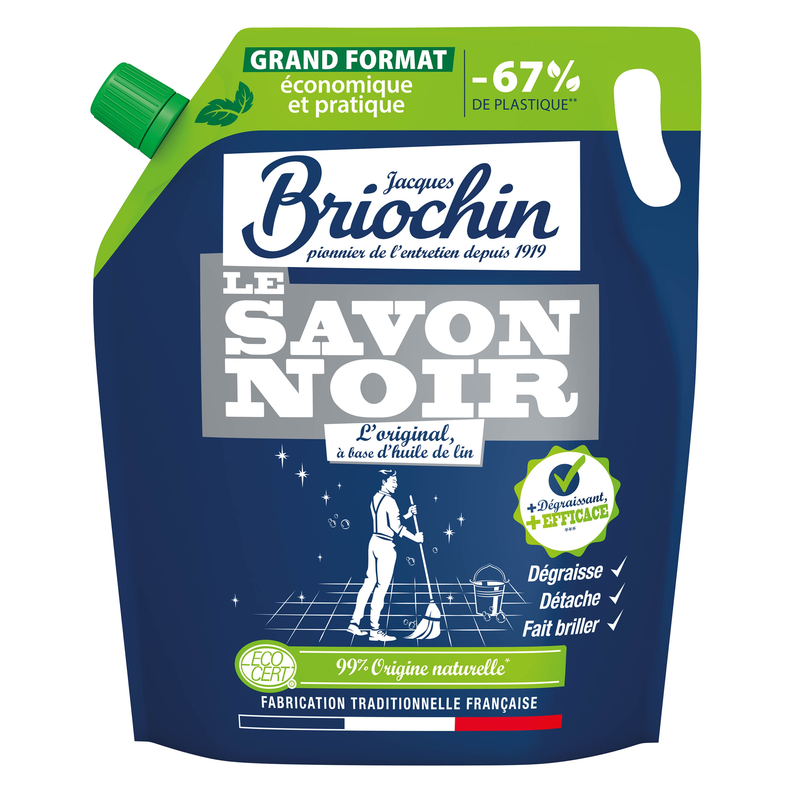 JACQUES BRIOCHIN - Savon noir liquide gros format 1,6L Sans parfum