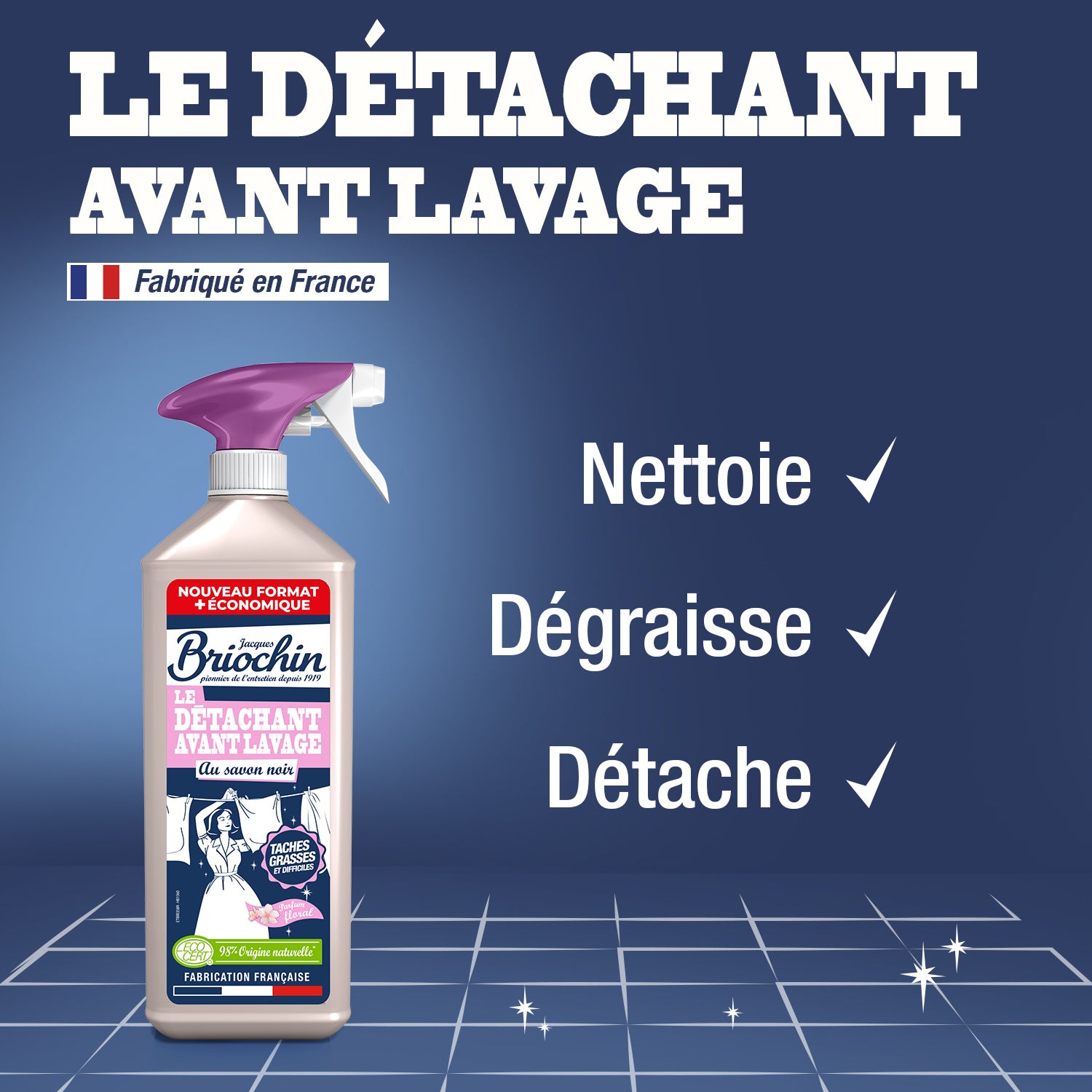 JACQUES BRIOCHIN - Le détachant avant lavage au Savon Noir 700ml Parfum floral