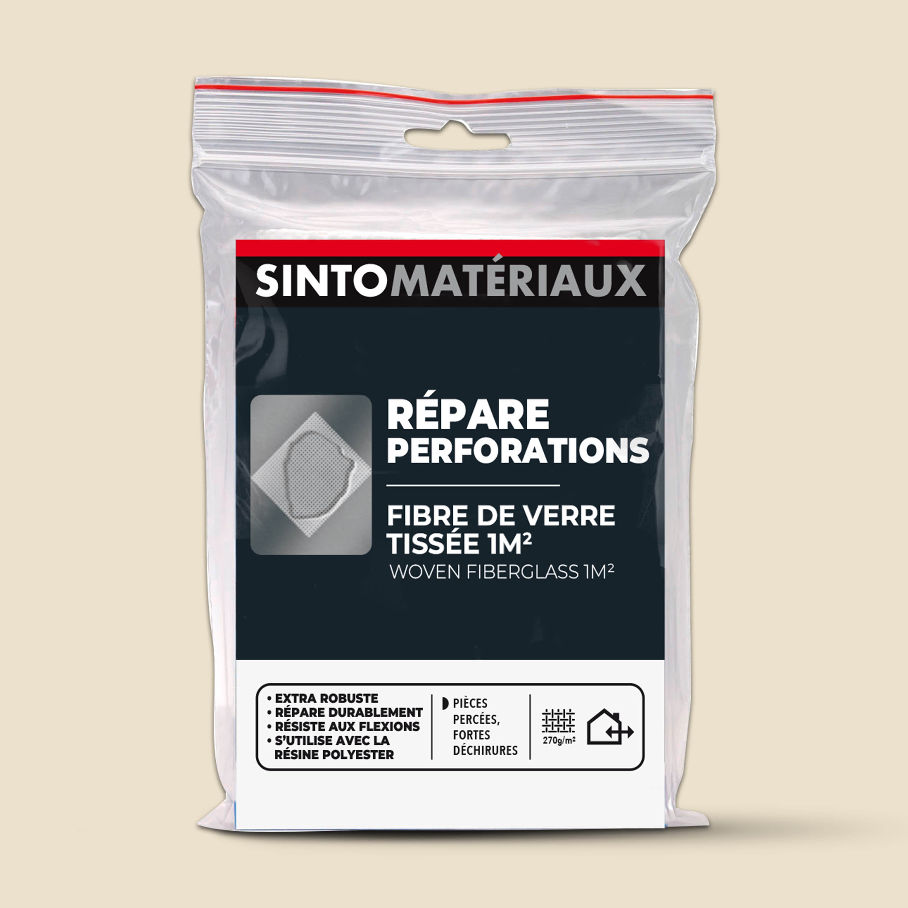 SINTO - Répare perforations (tissu fibre verre tissée 270g) 270g