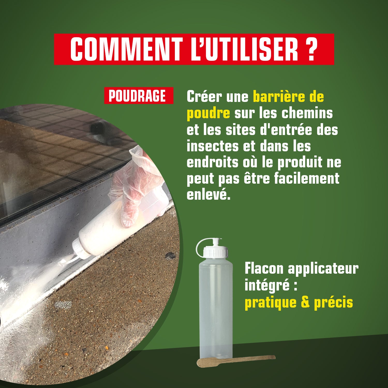 K.PRO - Terre de Diatomée Punaises de Lit avec flacon applicateur 1kg Maxi format