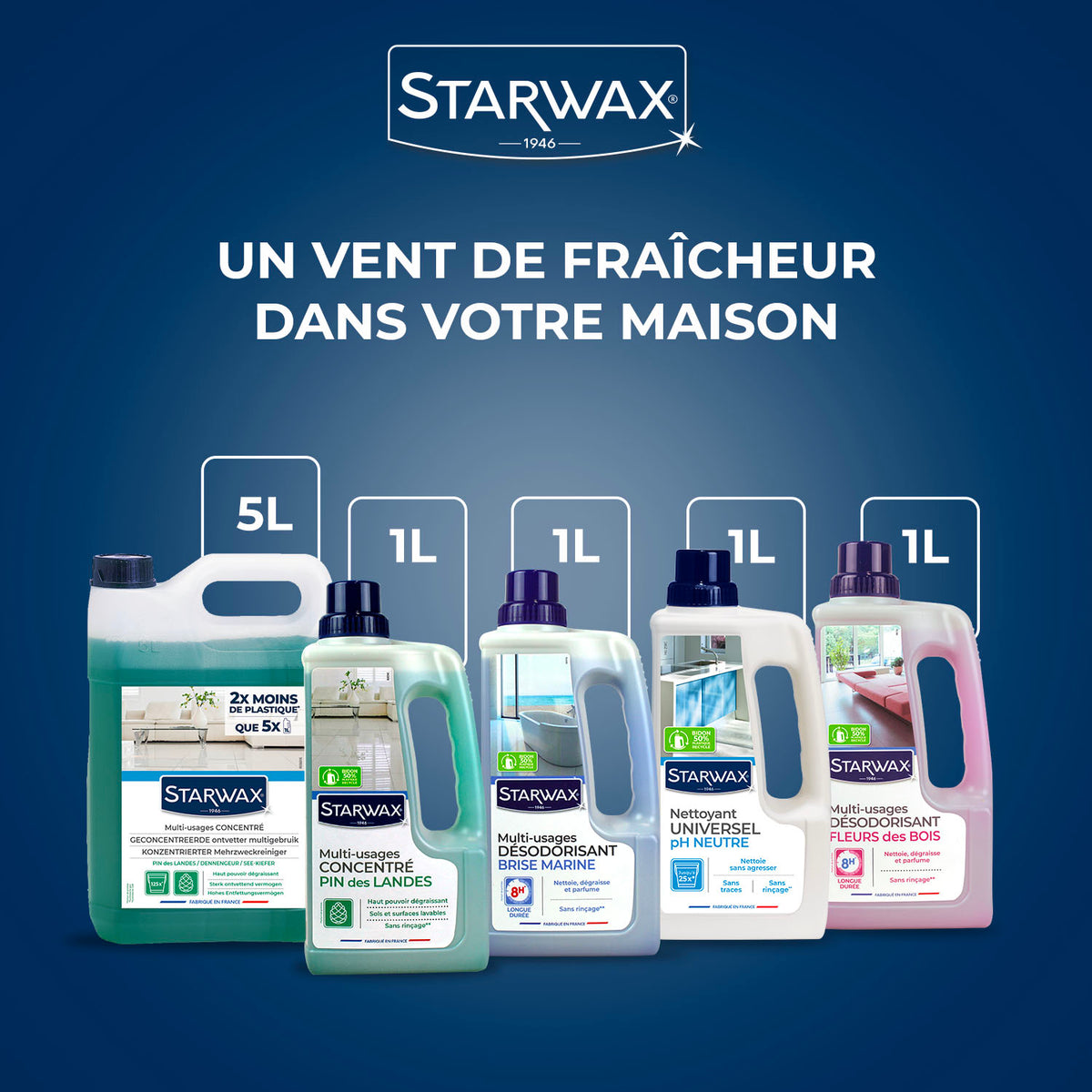 STARWAX - Nettoyant multi-usages concentré parfum pin des landes 1L Parfum pin des landes (parfum de synthèse)
