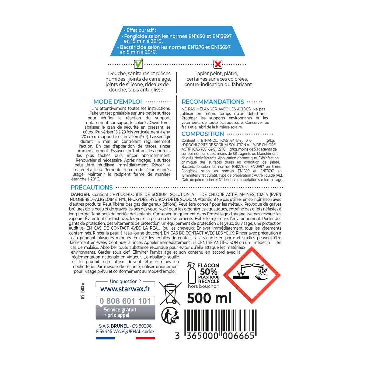 STARWAX - Anti-moisissures pour joints et salle de bains 500ml