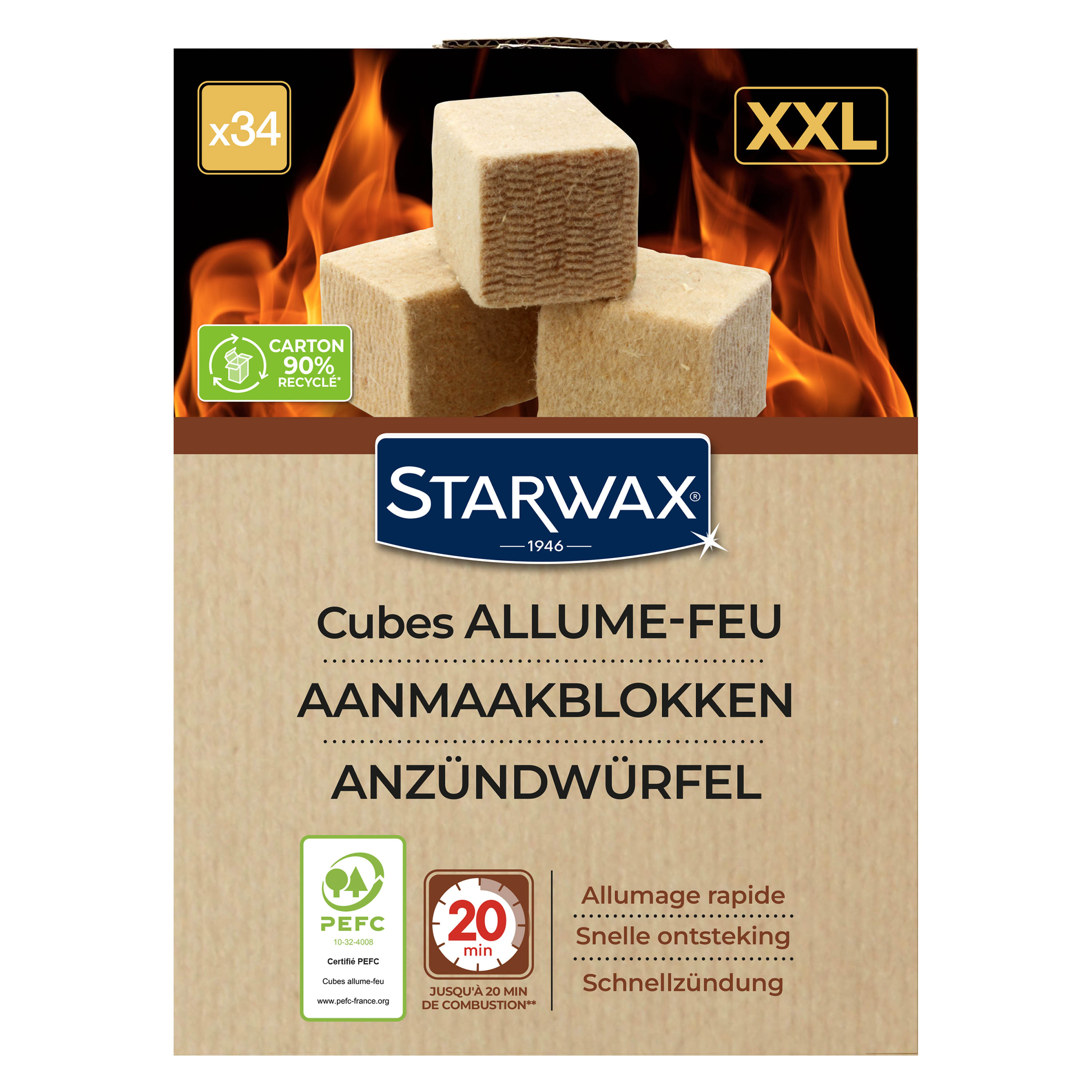 STARWAX - Cubes allume feu XXL PEFC X34 XXL