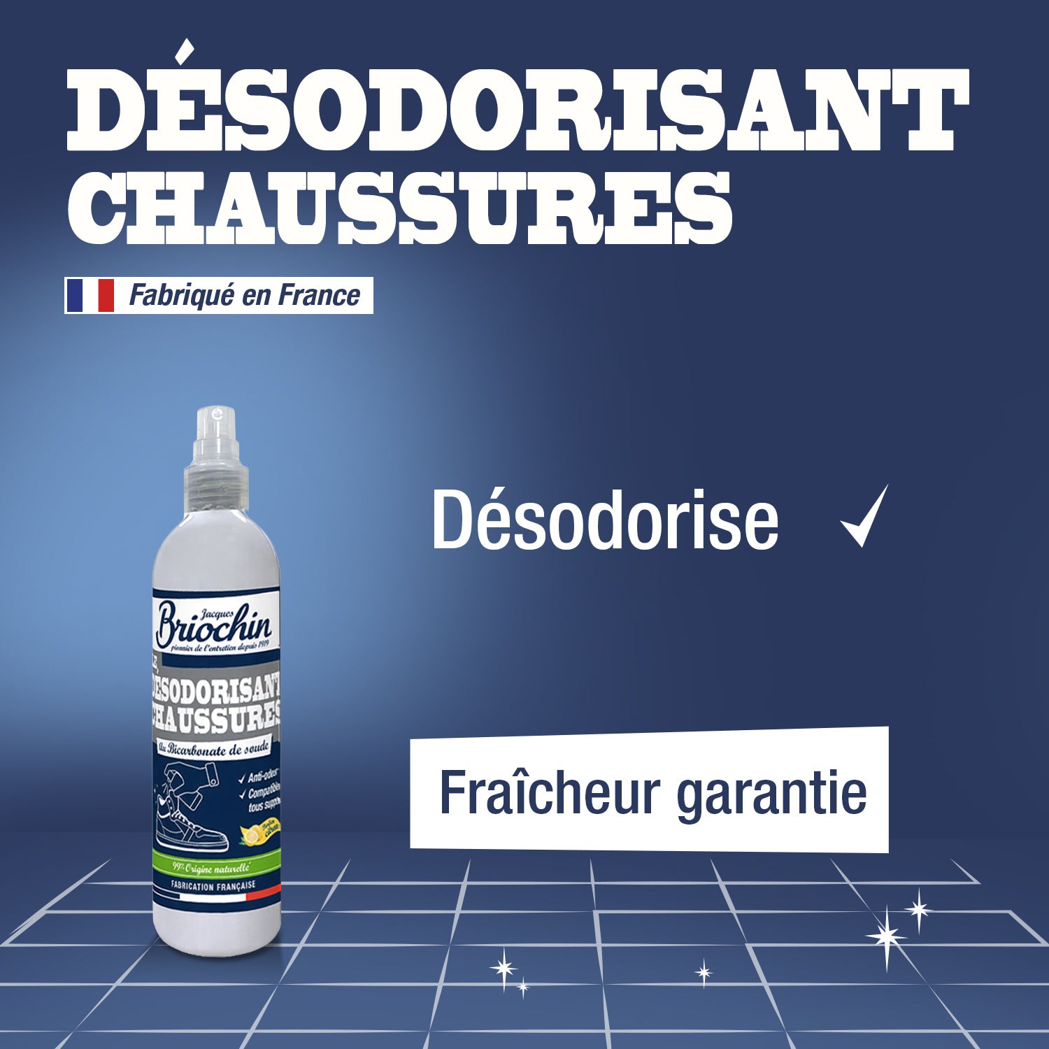 JACQUES BRIOCHIN - Désodorisant chaussures au bicarbonate 200ml Parfum citron