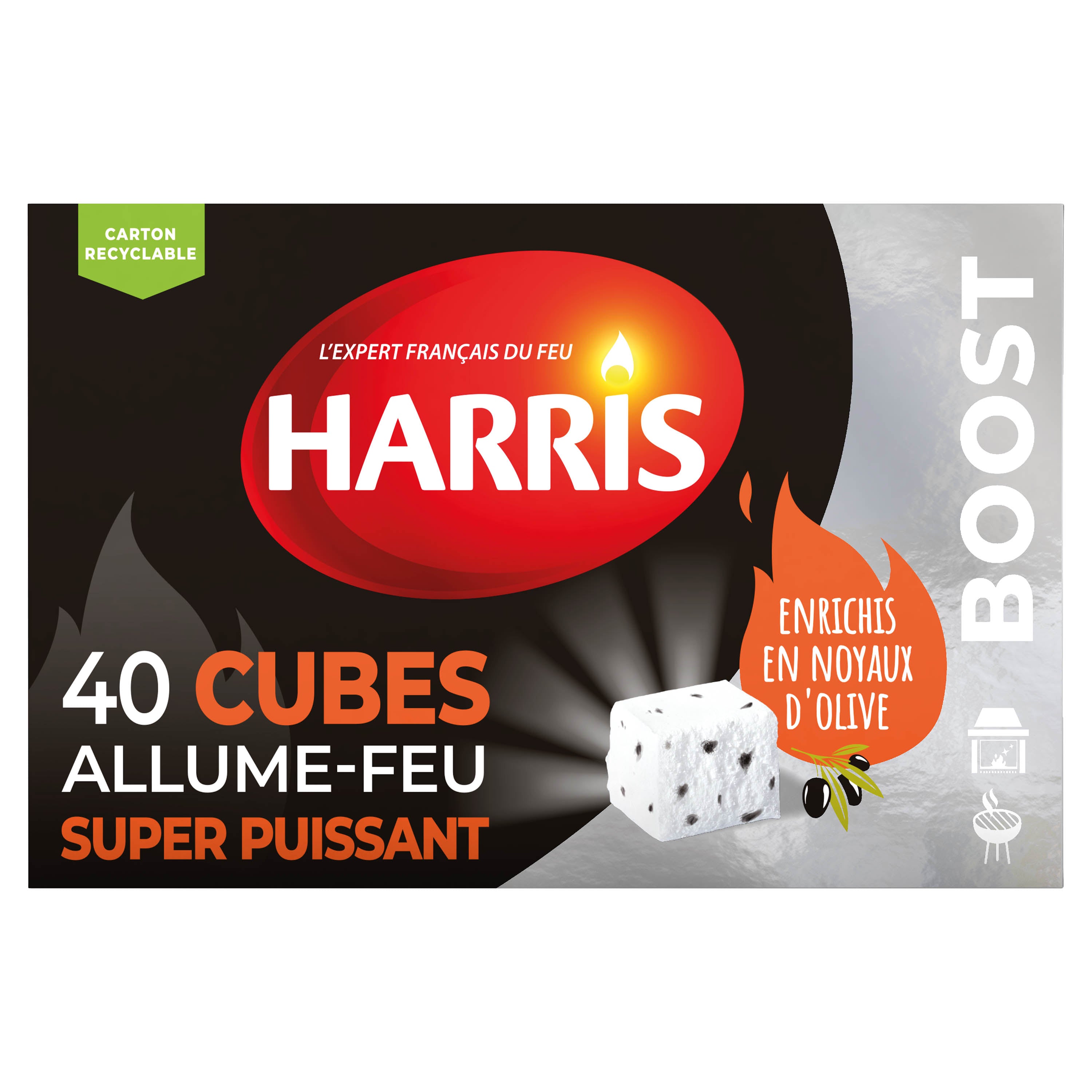 HARRIS - 40 cubes allume feu super puissant x40 sans odeur