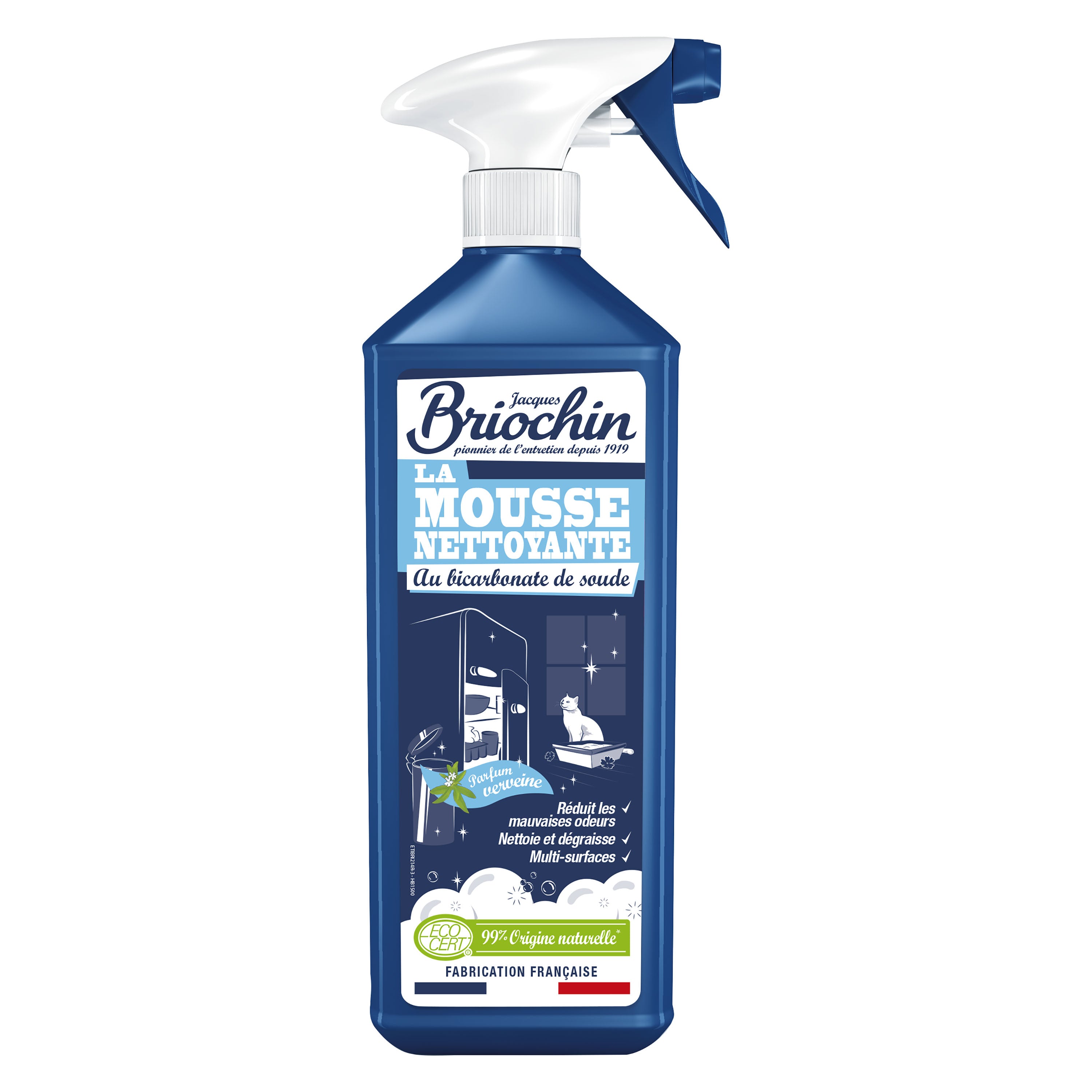 JACQUES BRIOCHIN - Mousse nettoyante au Bicarbonate de Soude - Parfum verveine 750ml Verveine
