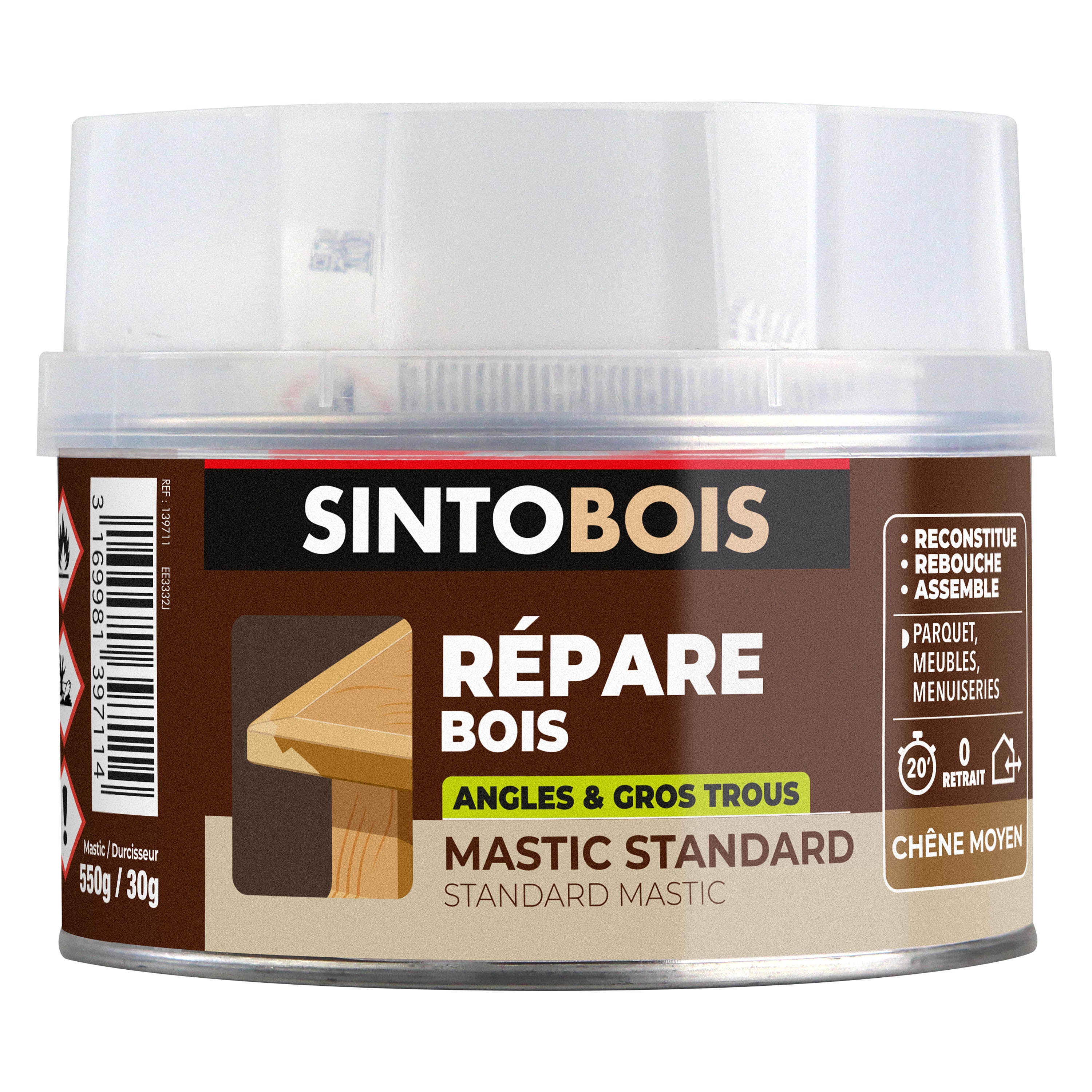 SINTO - Reconstitue angles et gros trous 500ml Chêne