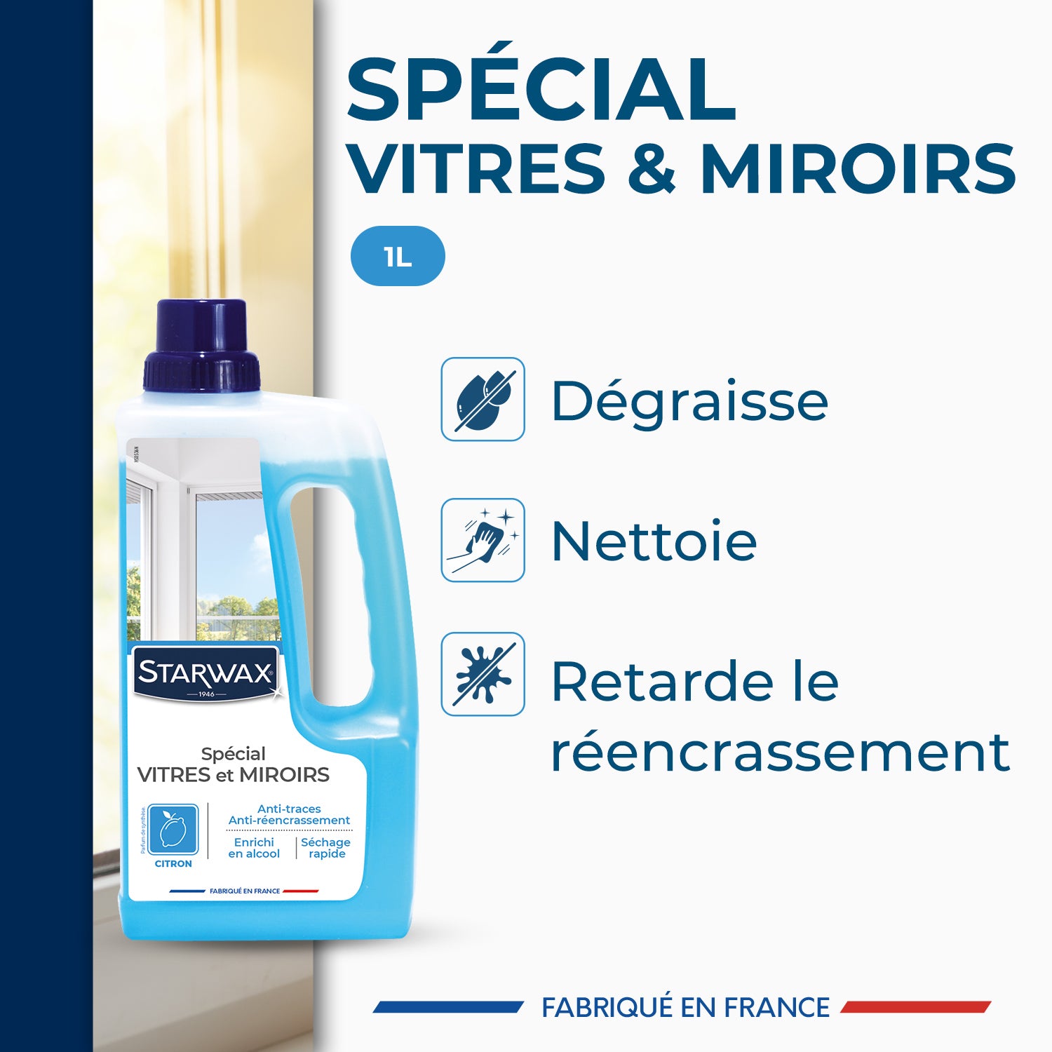 STARWAX - Nettoyant spécial vitres et miroirs
 500ml Parfum verveine citron (parfum de synthèse)