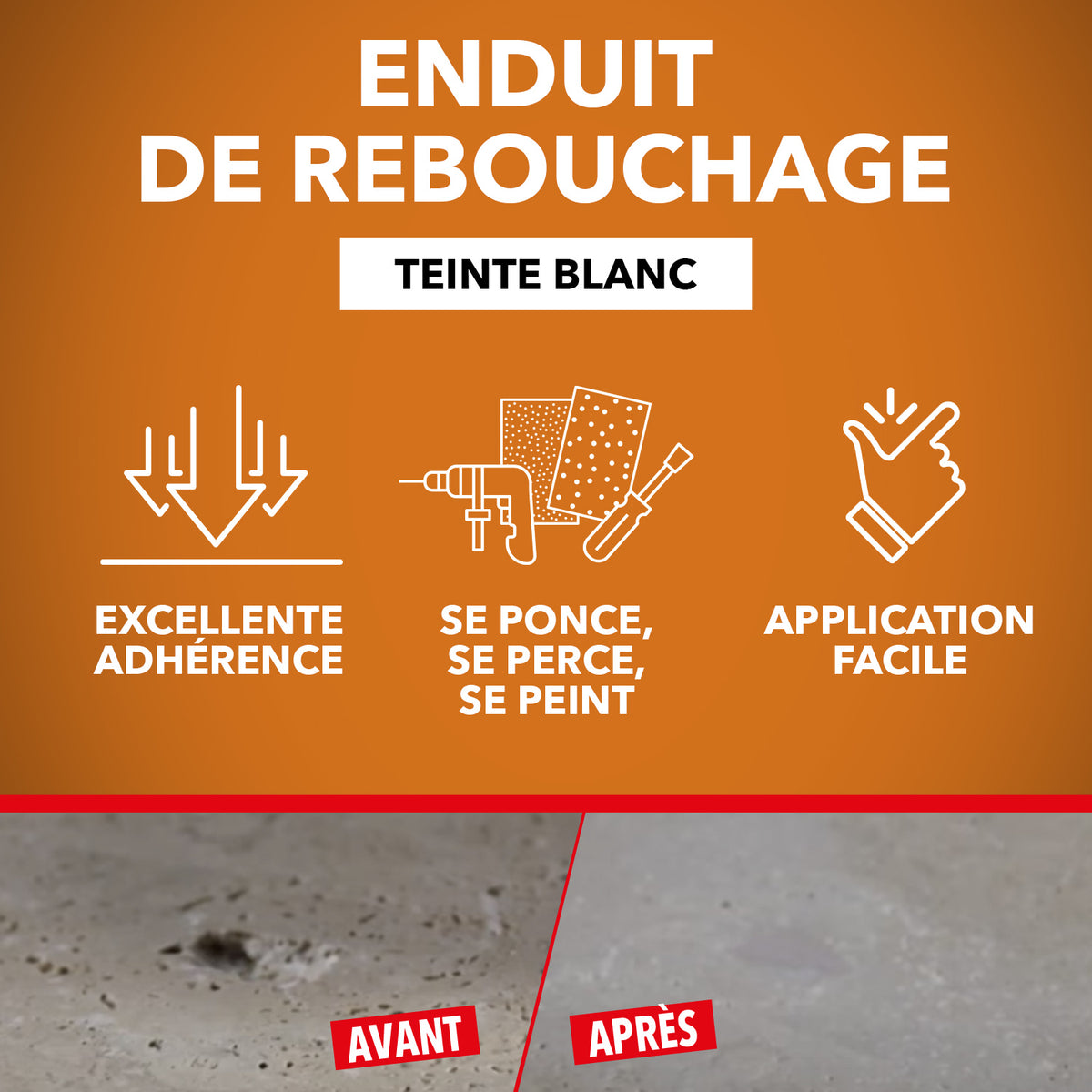 SINTO - Rebouche sols et murs - enduit de rebouchage 2Kg Blanc
