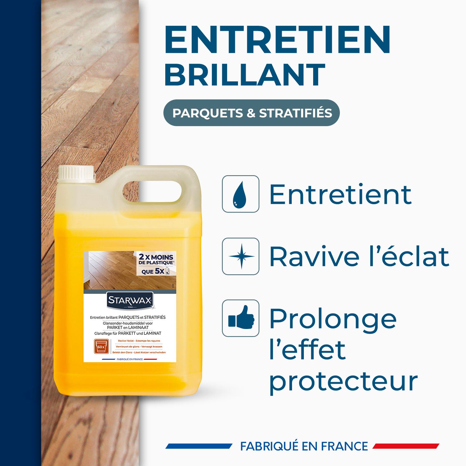 STARWAX - Entretien brillant pour parquets et sols stratifiés
 1L