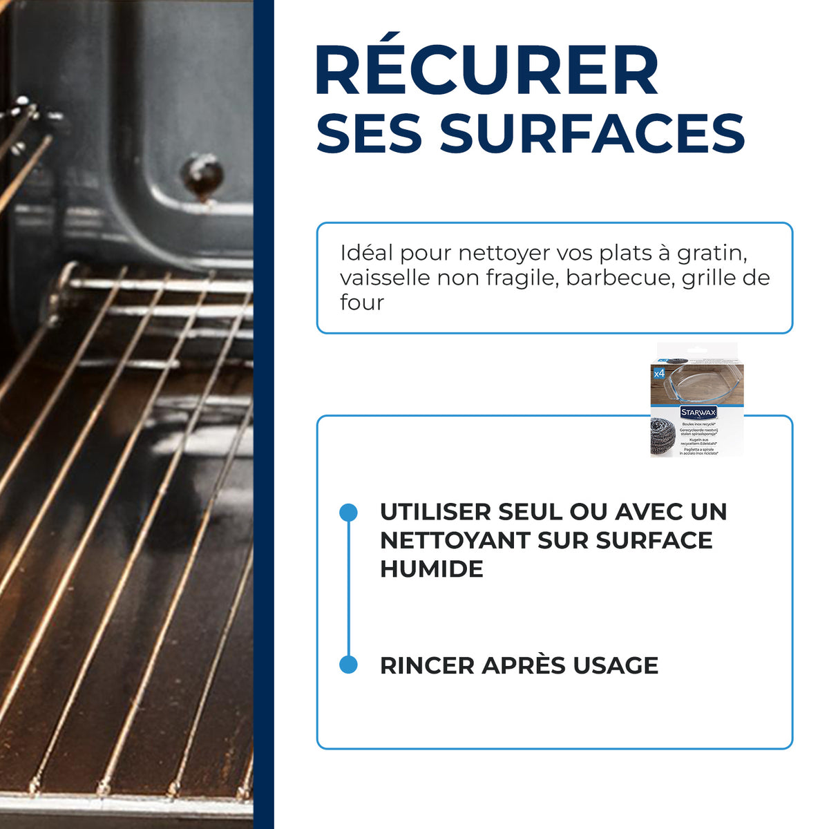 STARWAX - Boules inox recyclées x4 (70% recyclé) X4