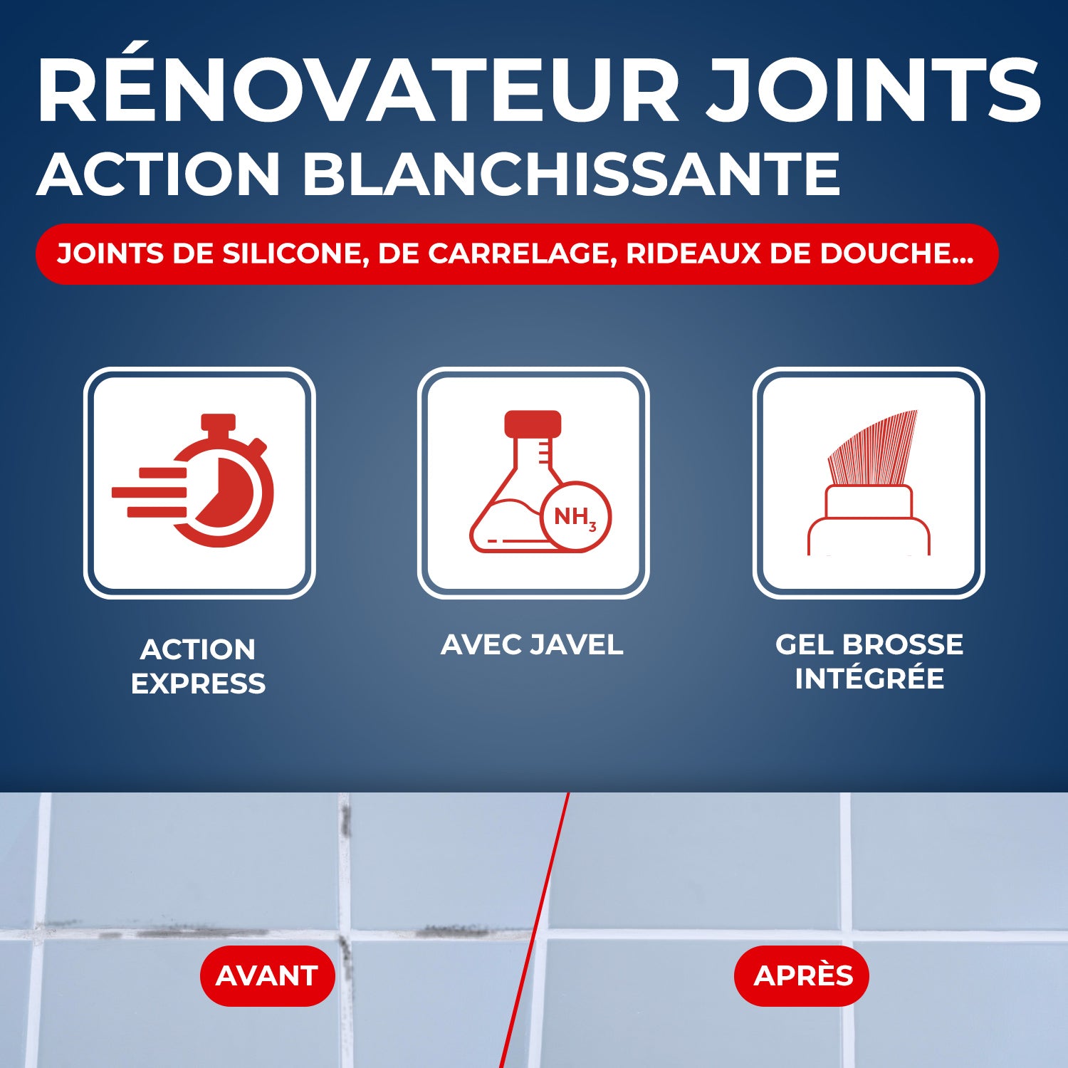 STARWAX - Rénovateur joints - action blanchissante avec Javel - Gel avec brosse intégrée
 250ml