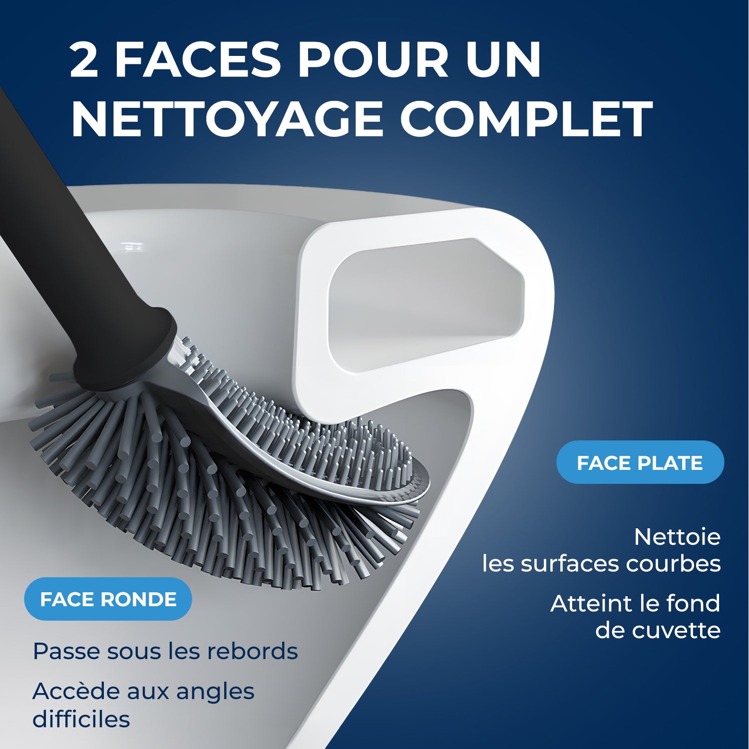 STARWAX - Brosse toilette silicone avec support mural X1 Blanche