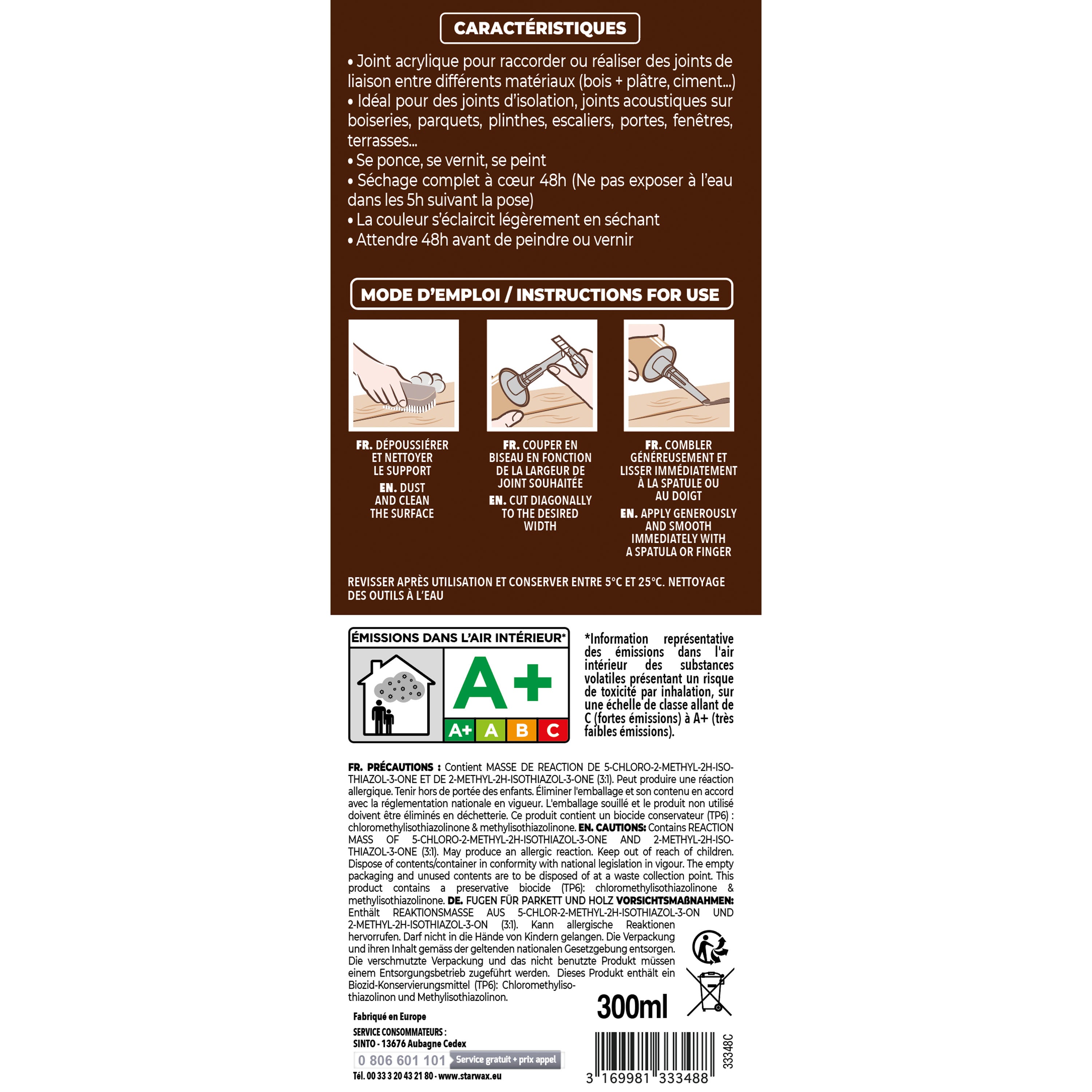 SINTO - Rejointe parquets et boiseries - Etanchéité et raccordement 310ml Chêne clair