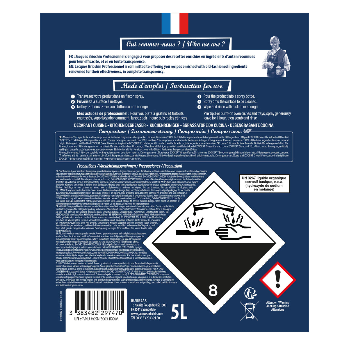 JACQUES BRIOCHIN PRO - Le Super Décapant Cuisine 5L Parfum citron