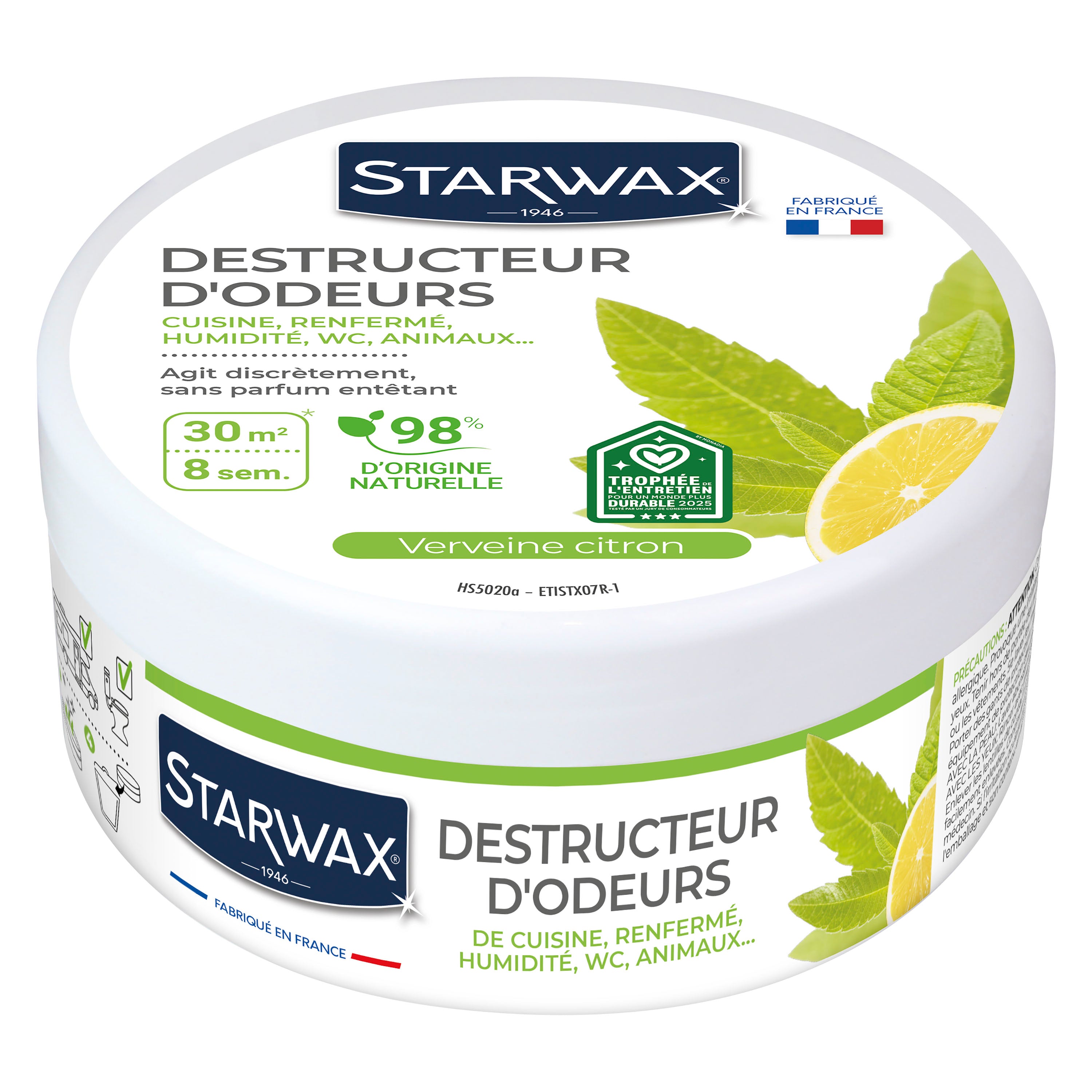 STARWAX - Destructeur d'odeurs Verveine Citron 300g Parfum Verveine citron