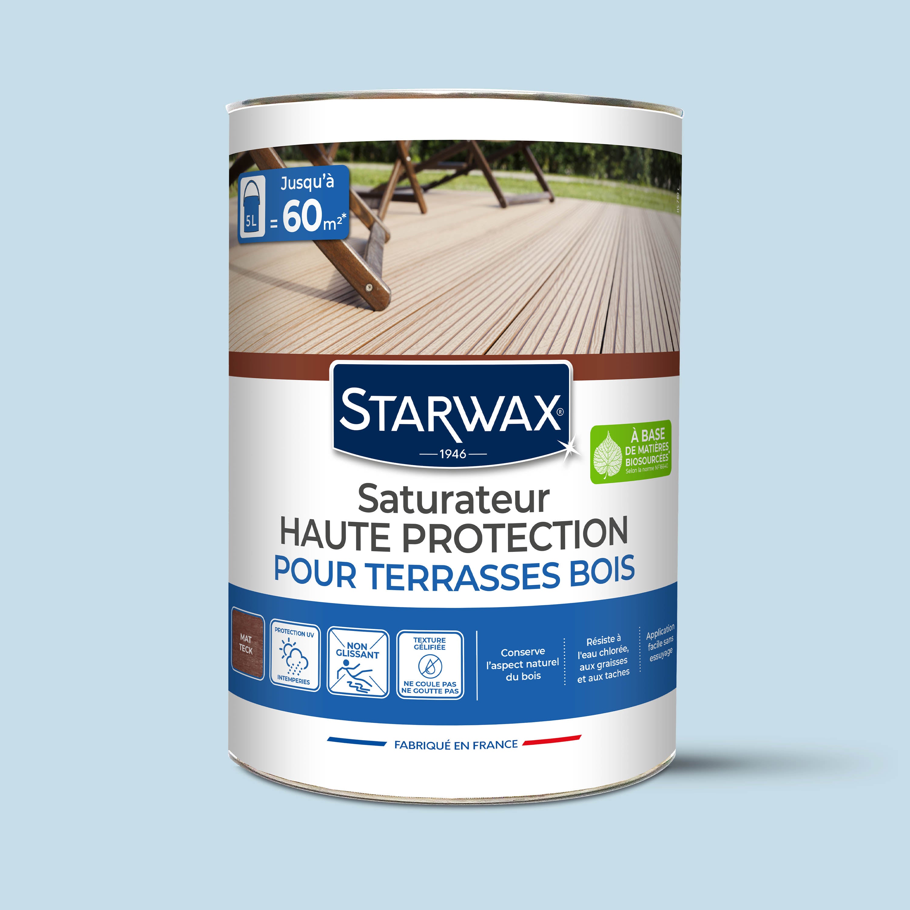 STARWAX - Saturateur Haute protection pour terrasses bois
 1L Teck