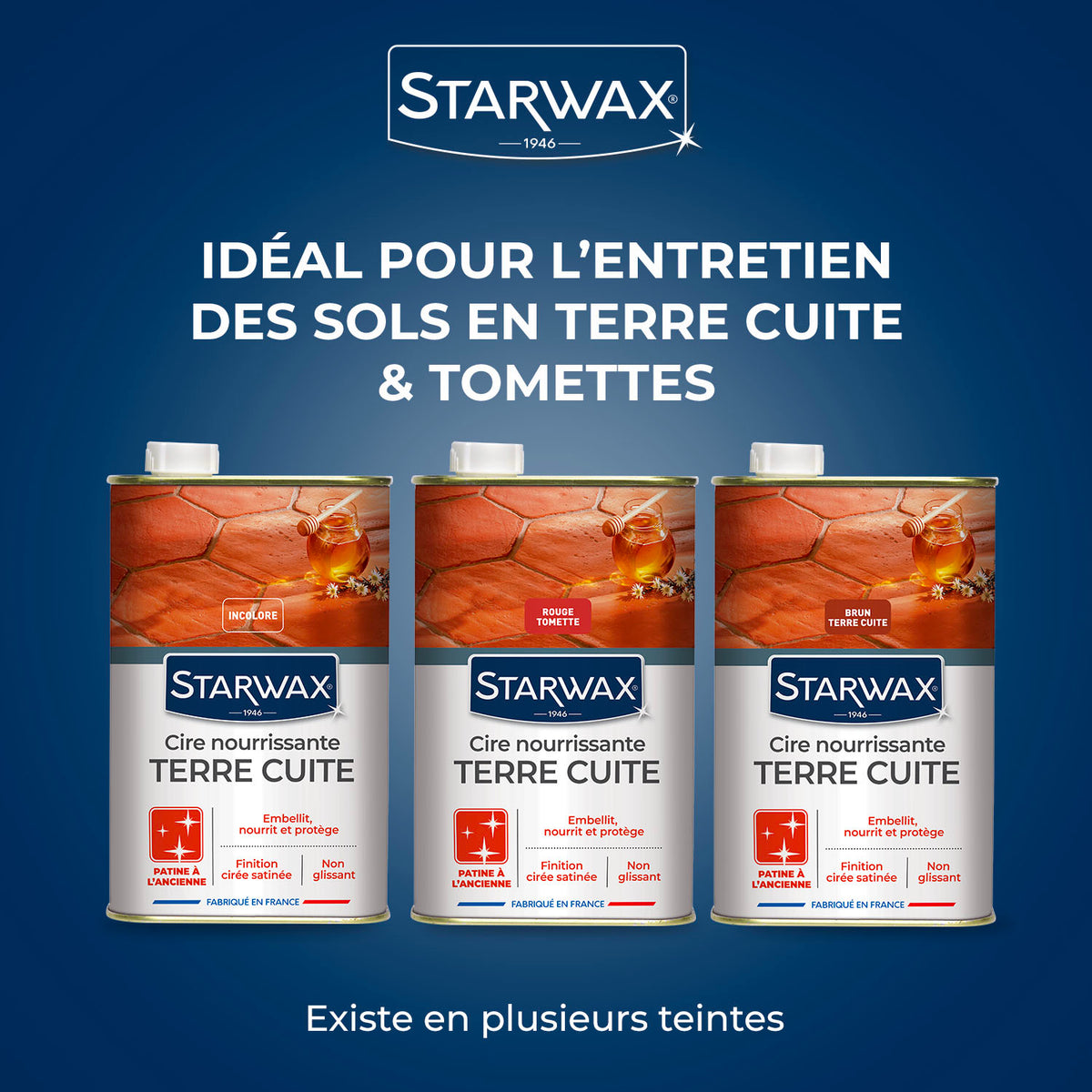 STARWAX - Cire nourrissante (patine à l'ancienne) pour tomettes et terres cuites
 1L Incolore