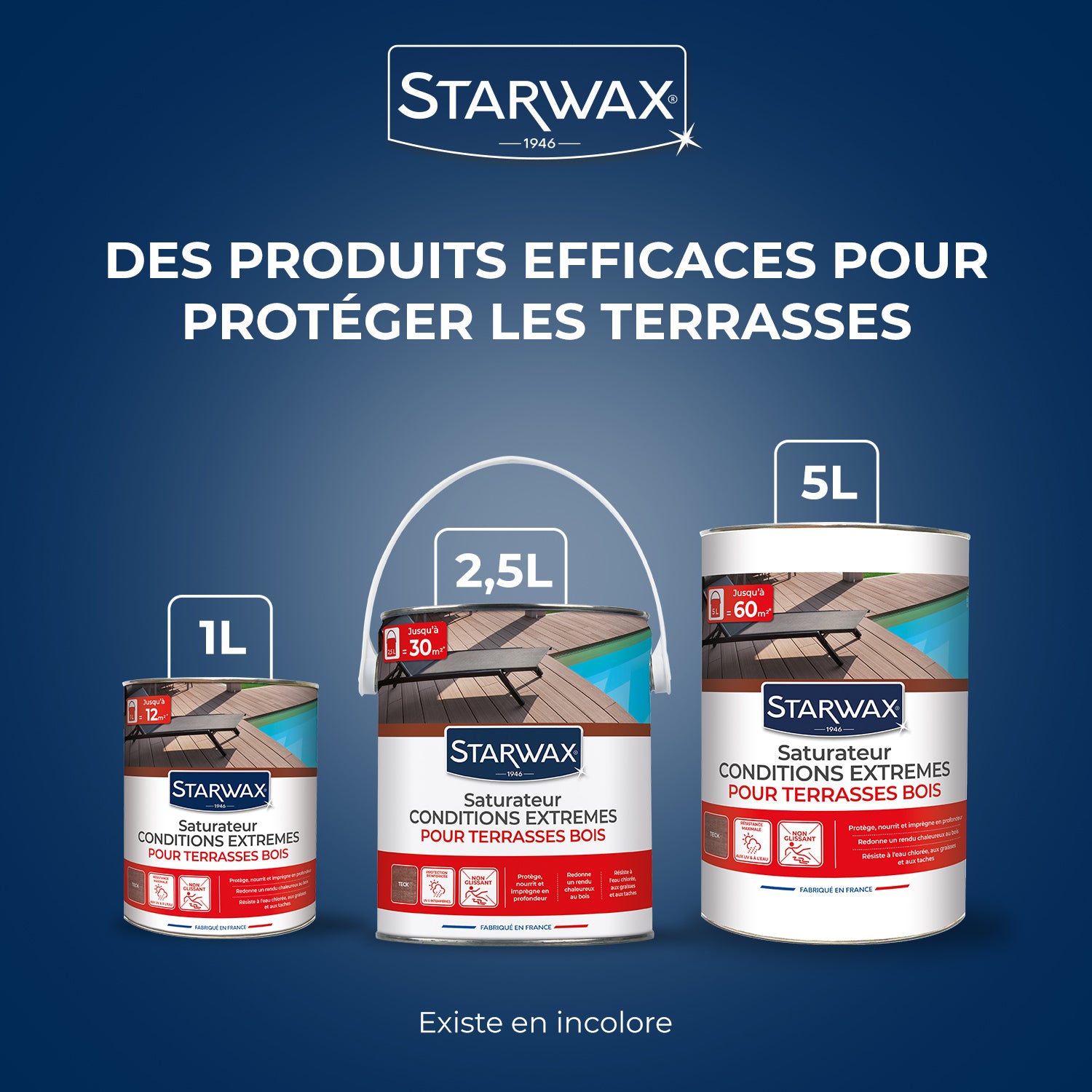 STARWAX - Saturateur bois extérieurs conditions extrêmes
 1L Incolore