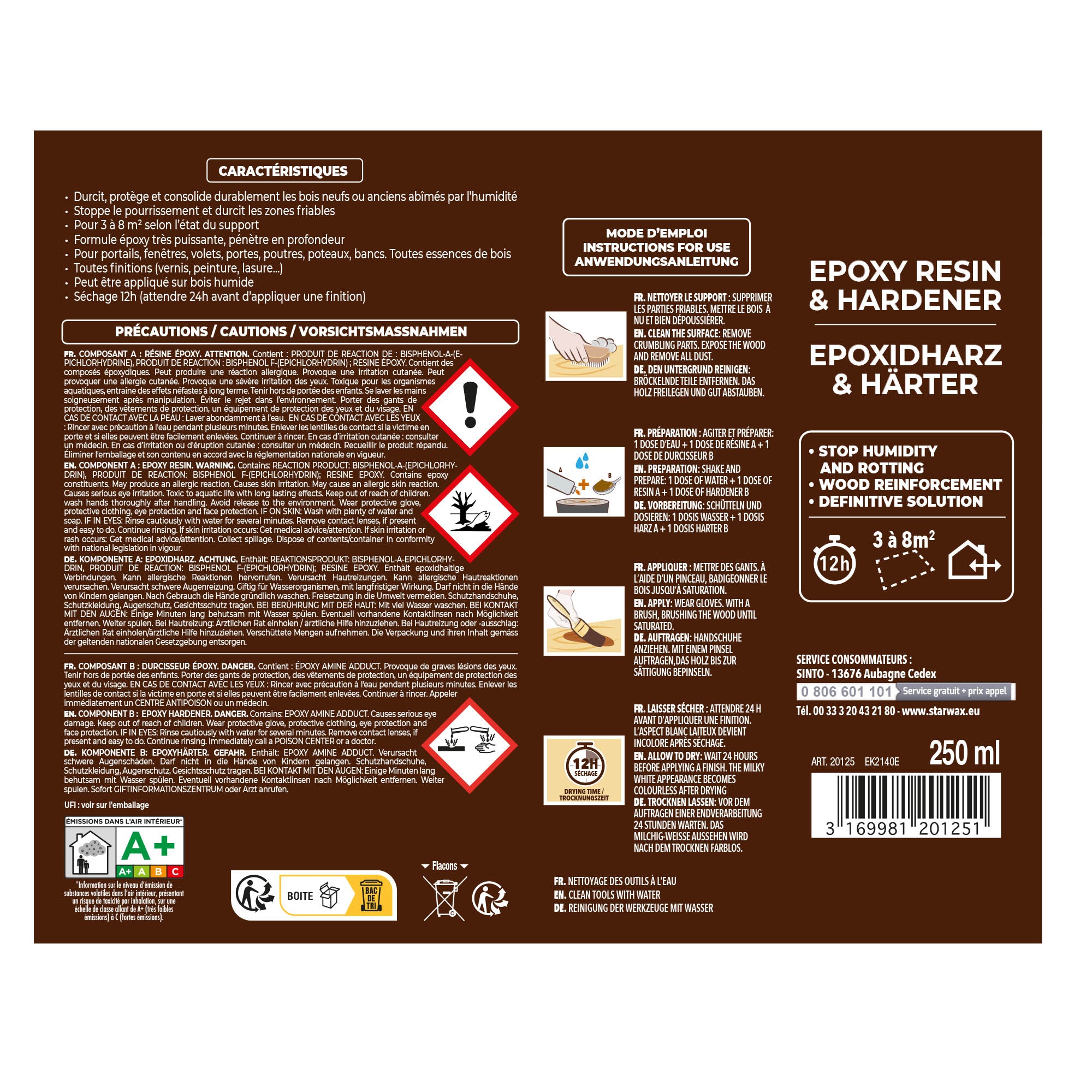 SINTO - Durcit les bois abimés par l'humidité 250g