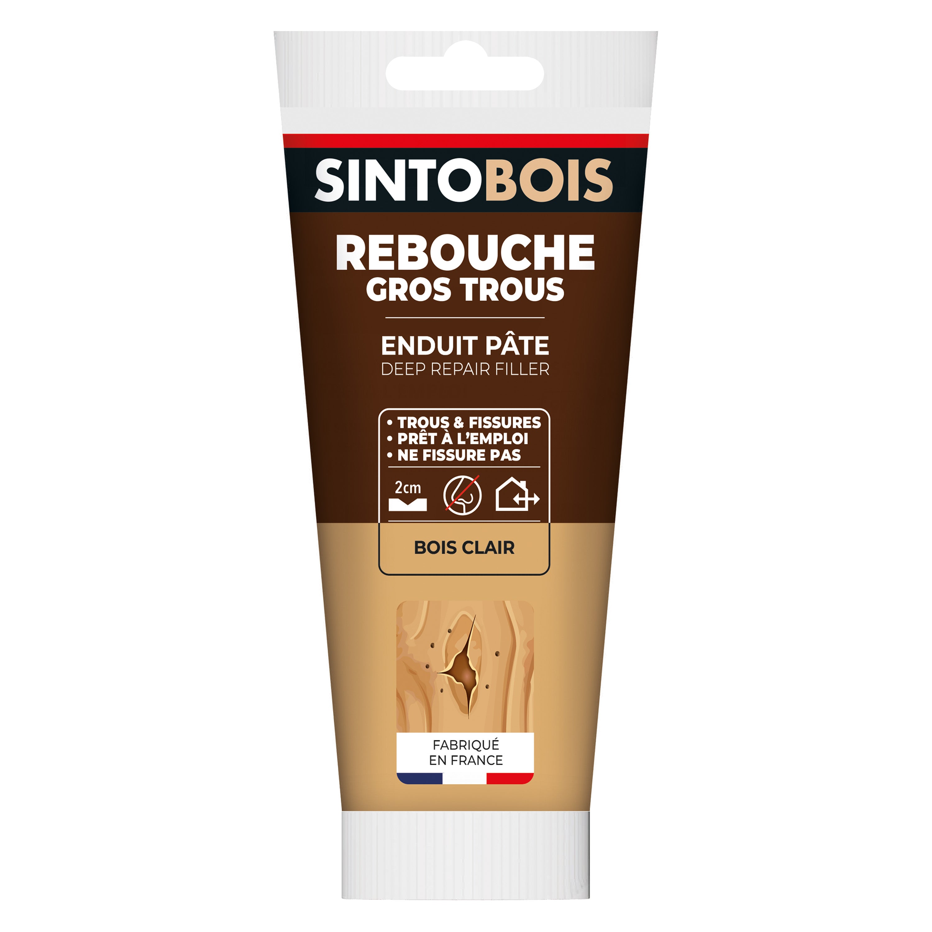 SINTO - Reboucher gros trous et fissures dans le bois clair 330g Bois clair