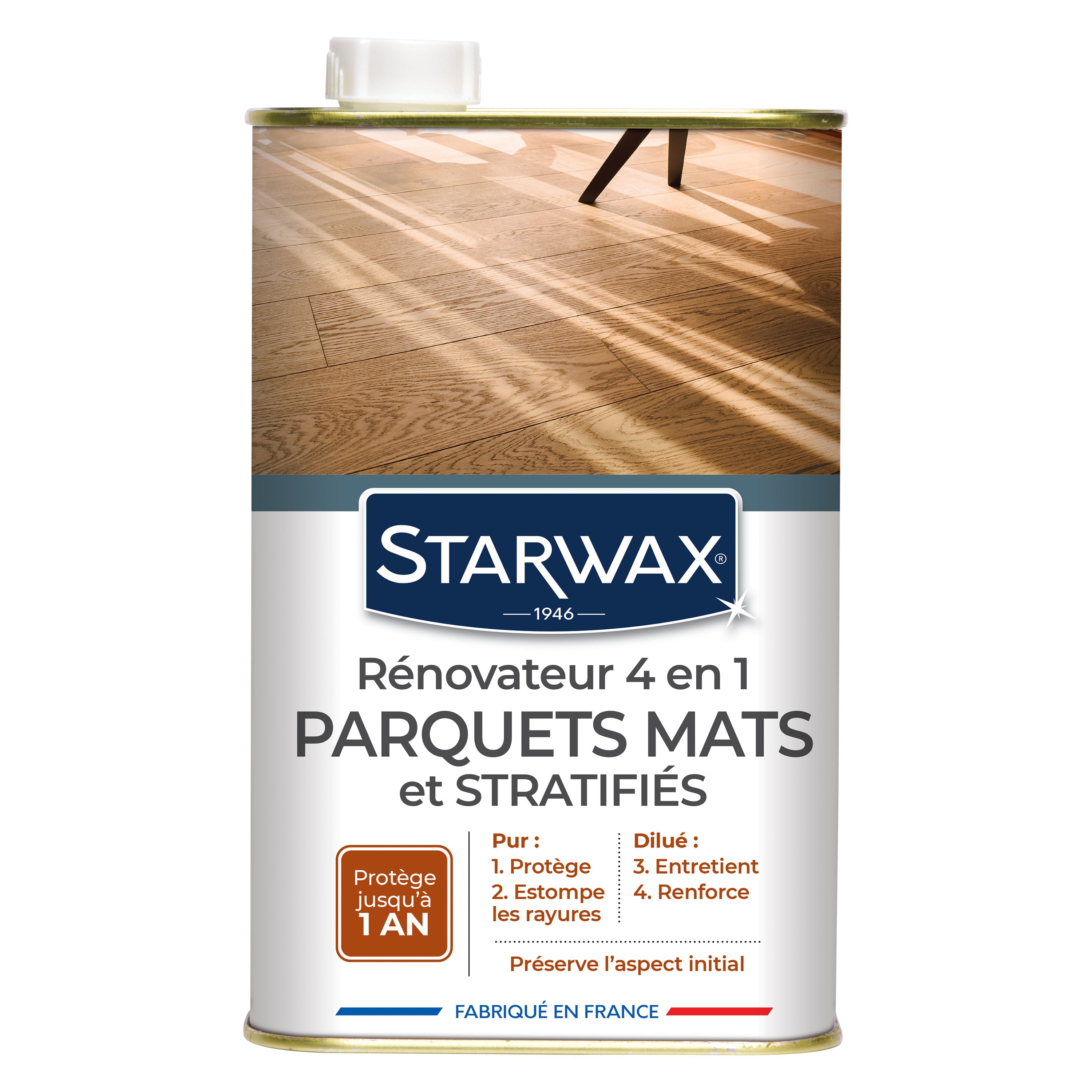 STARWAX - Rénovateur 4 en 1 Parquets mats et stratifiés 1L