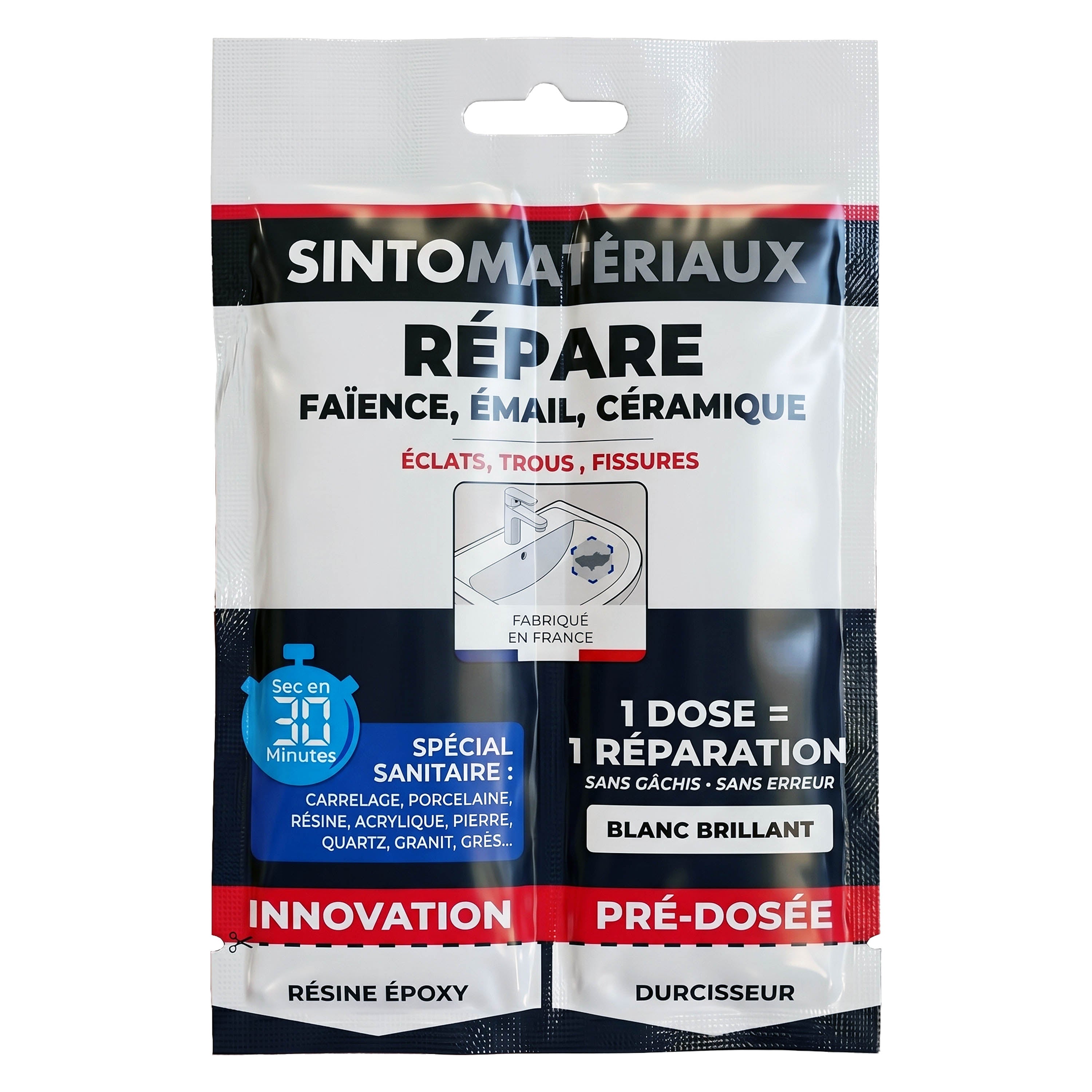 SINTO - Répare faïence, émail, céramique 15g Blanc