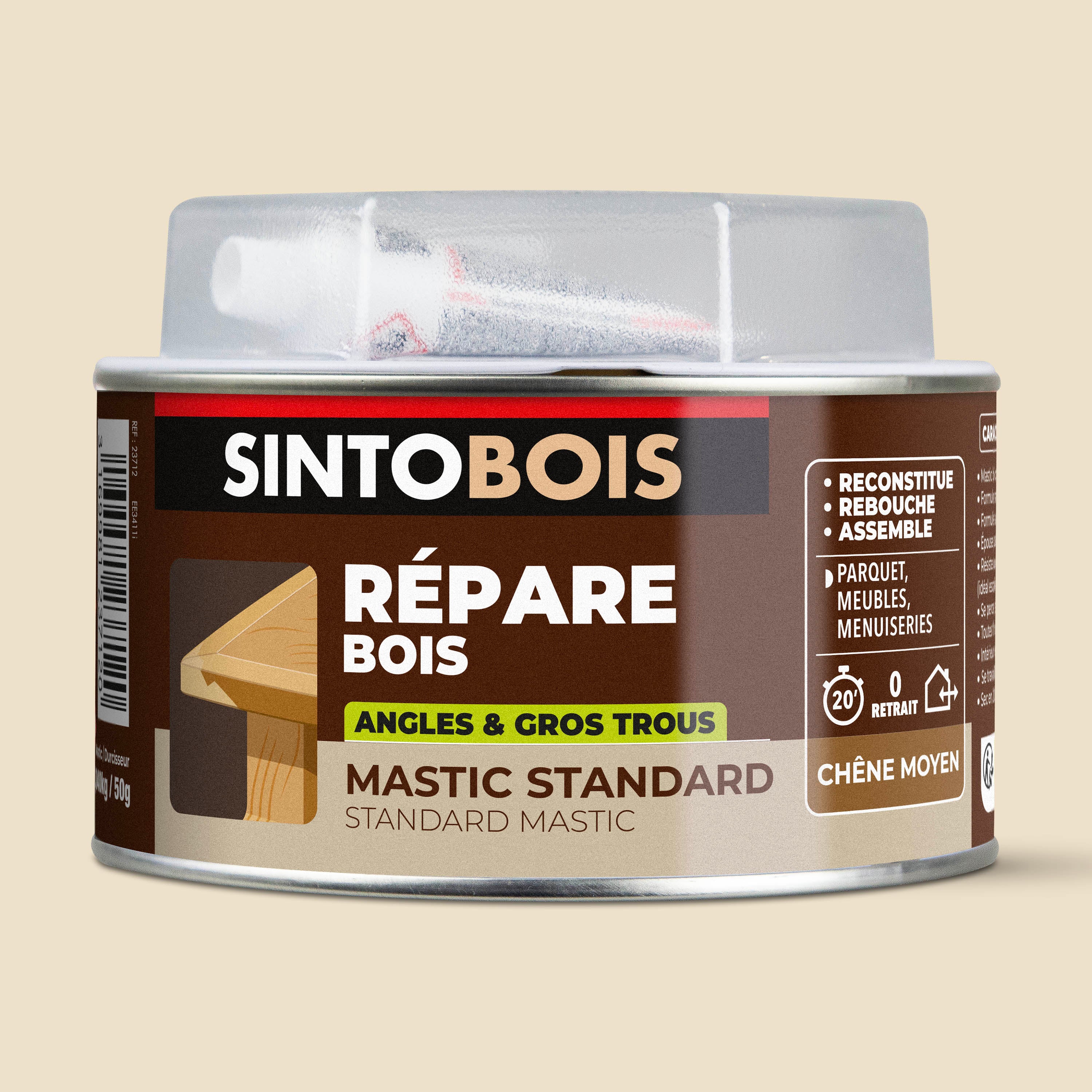 SINTO - Mastic bois standard 1,09kg Chêne