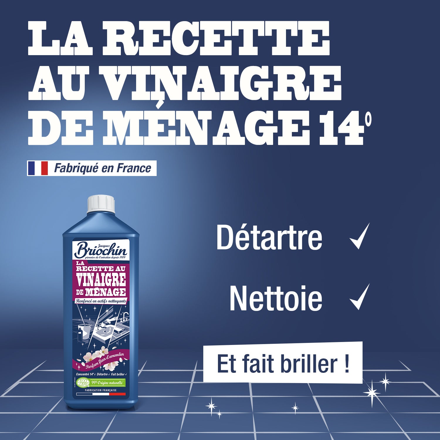 JACQUES BRIOCHIN - Vinaigre parfumé  parfum fleur d'amandier 1L Parfum fleur d'amandier