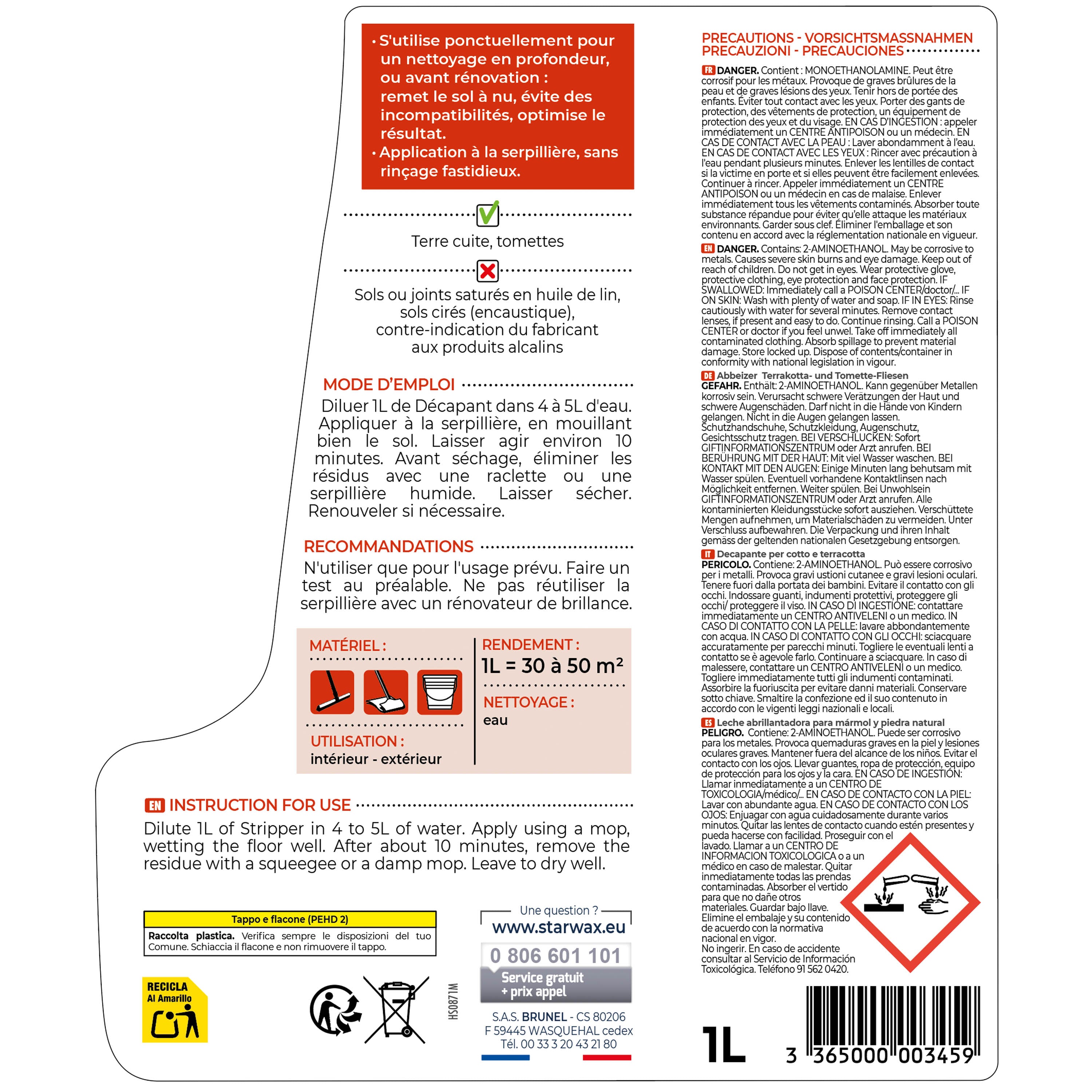 STARWAX - Décapant pour tomettes et terres cuites
 1L