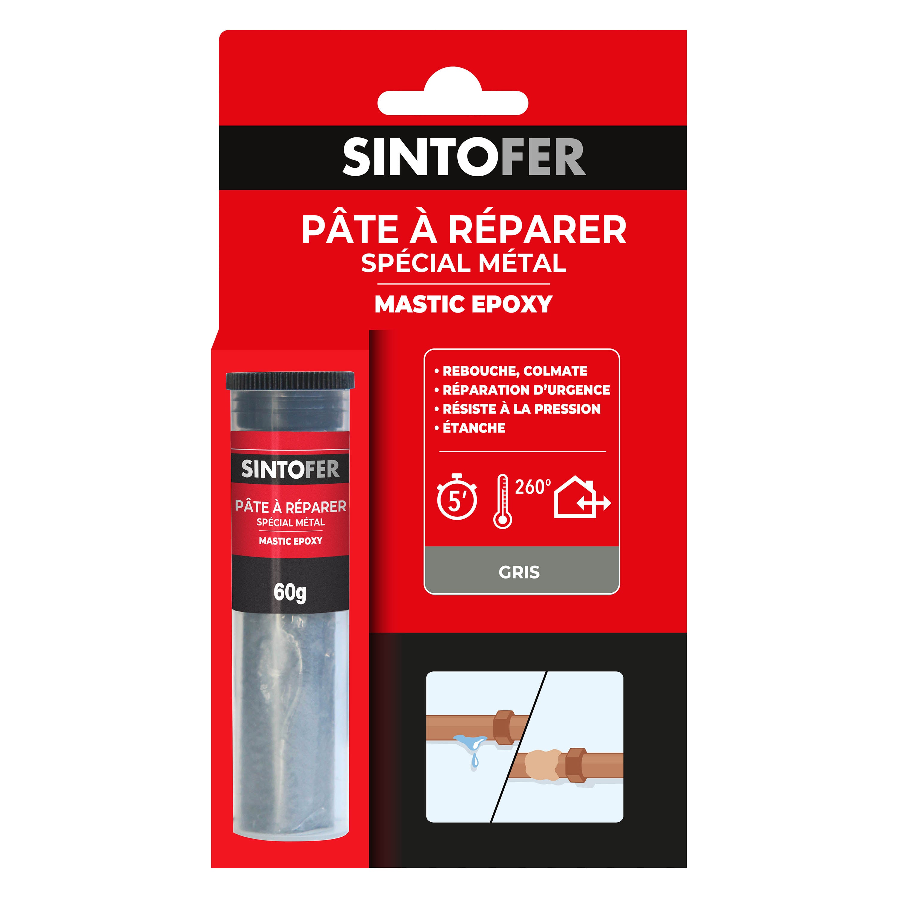 SINTO - Répare vite pâte à réparer spécial métal 60g