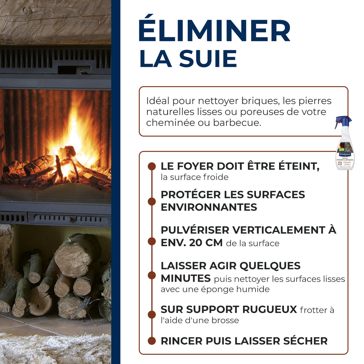 STARWAX - Nettoyant pierres et briques pour cheminée 500ml