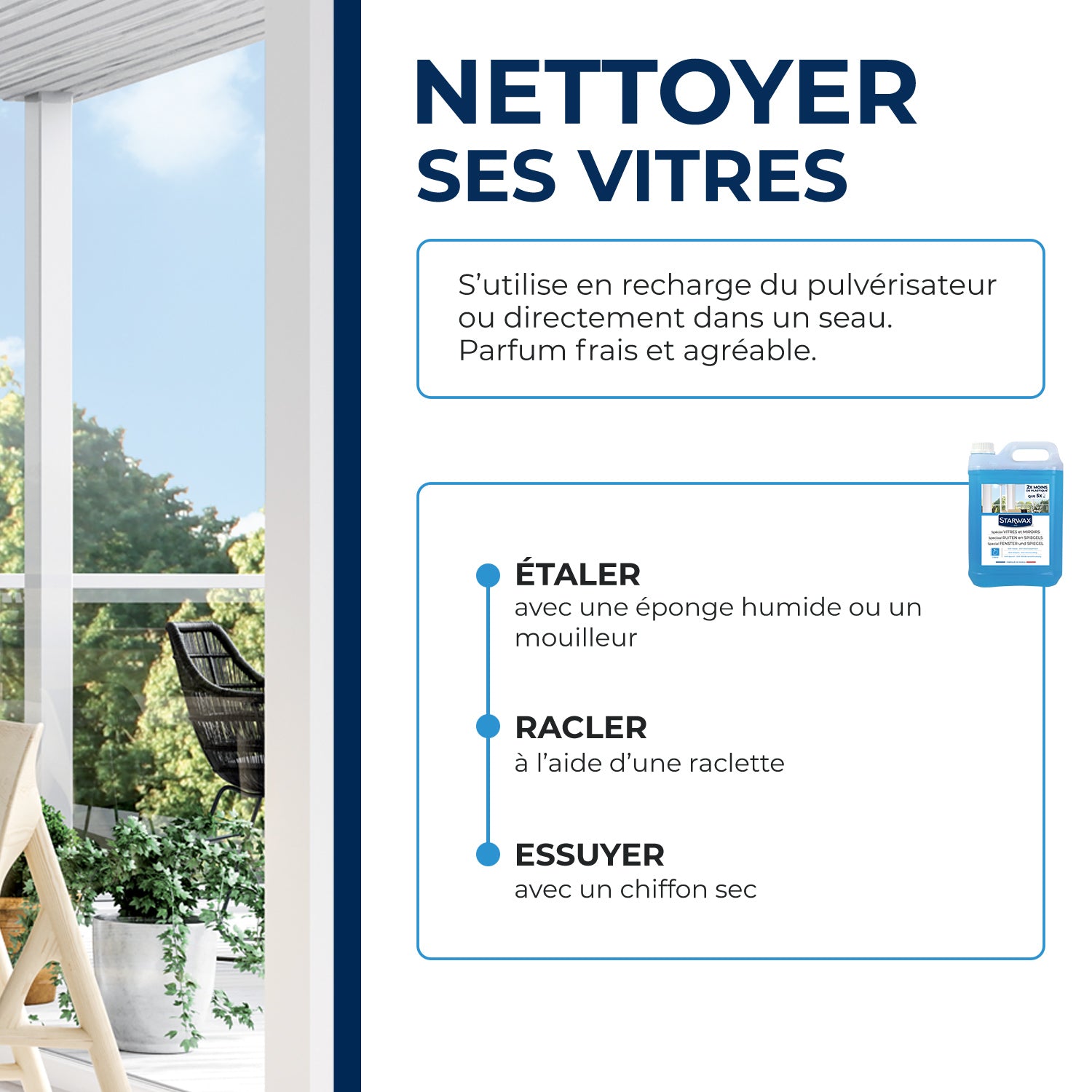 STARWAX - Nettoyant spécial vitres et miroirs
 500ml Parfum verveine citron (parfum de synthèse)