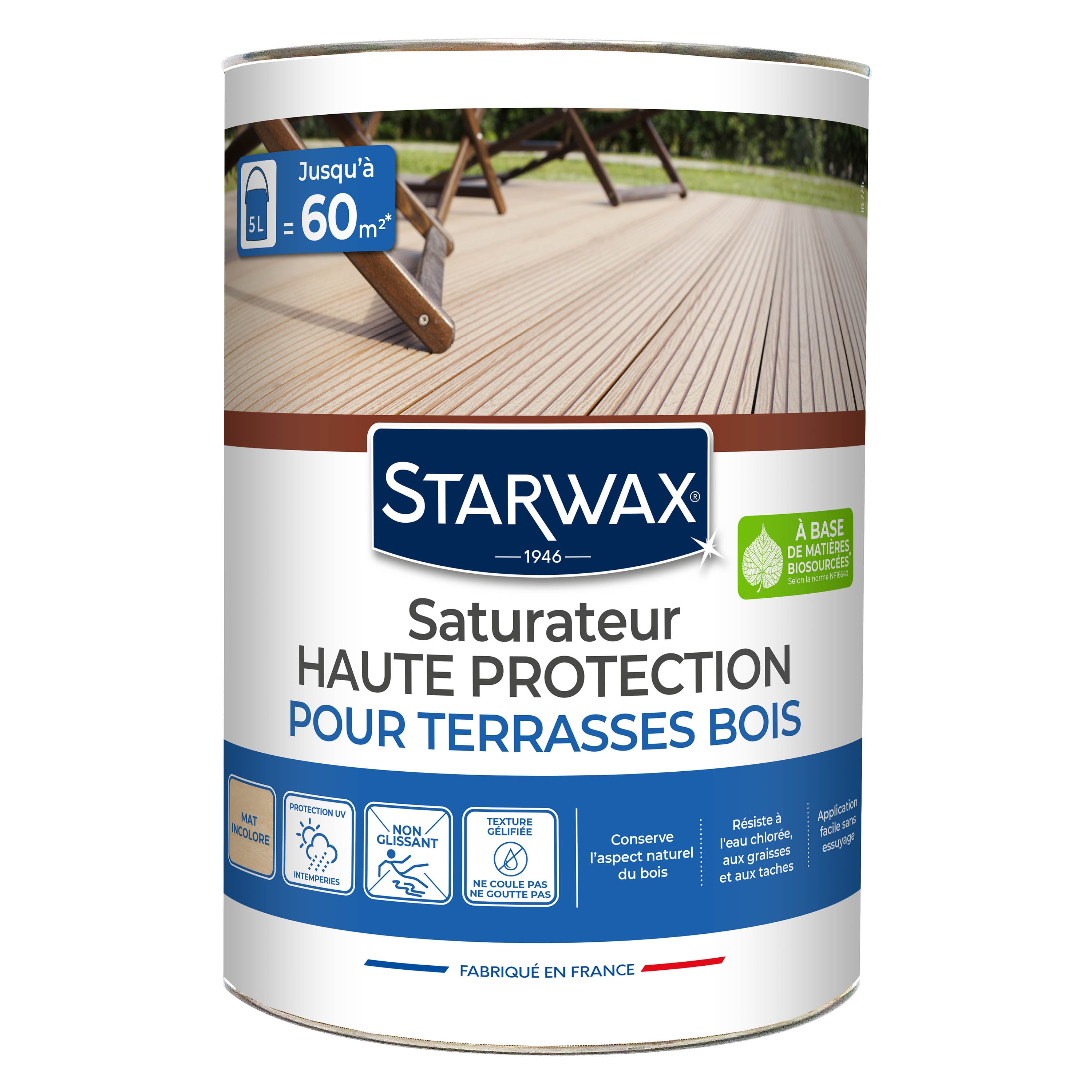 STARWAX - Saturateur Haute protection pour terrasses bois
 1L Teck