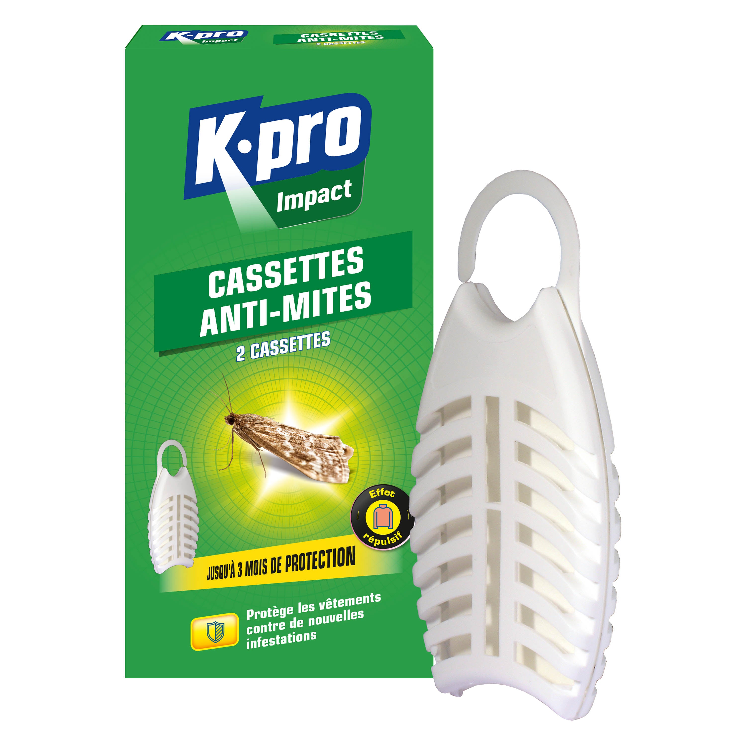 K.PRO - Cassettes répulsives mites des vêtements 2 cassettes