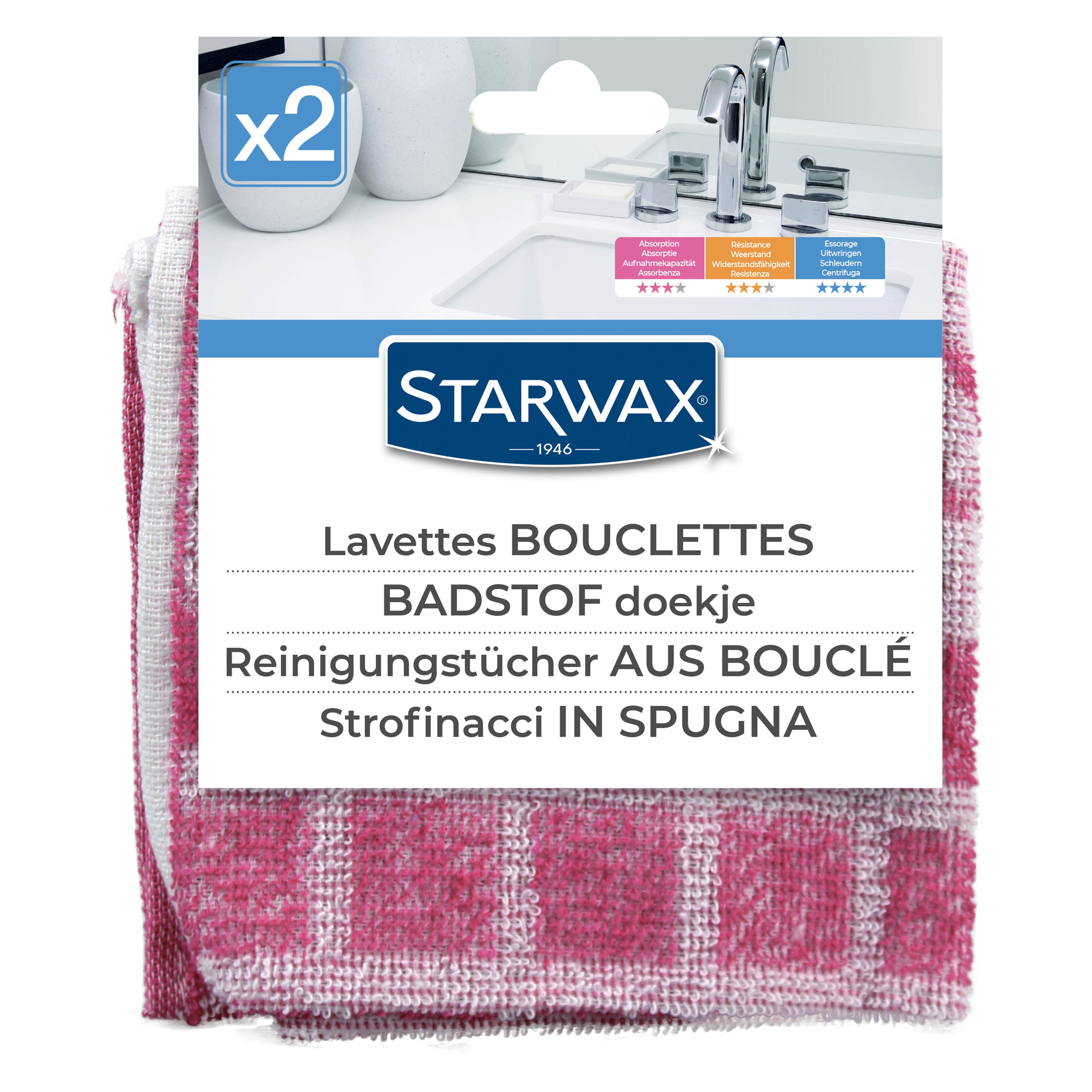 STARWAX - 2 Lavettes bouclettes X2