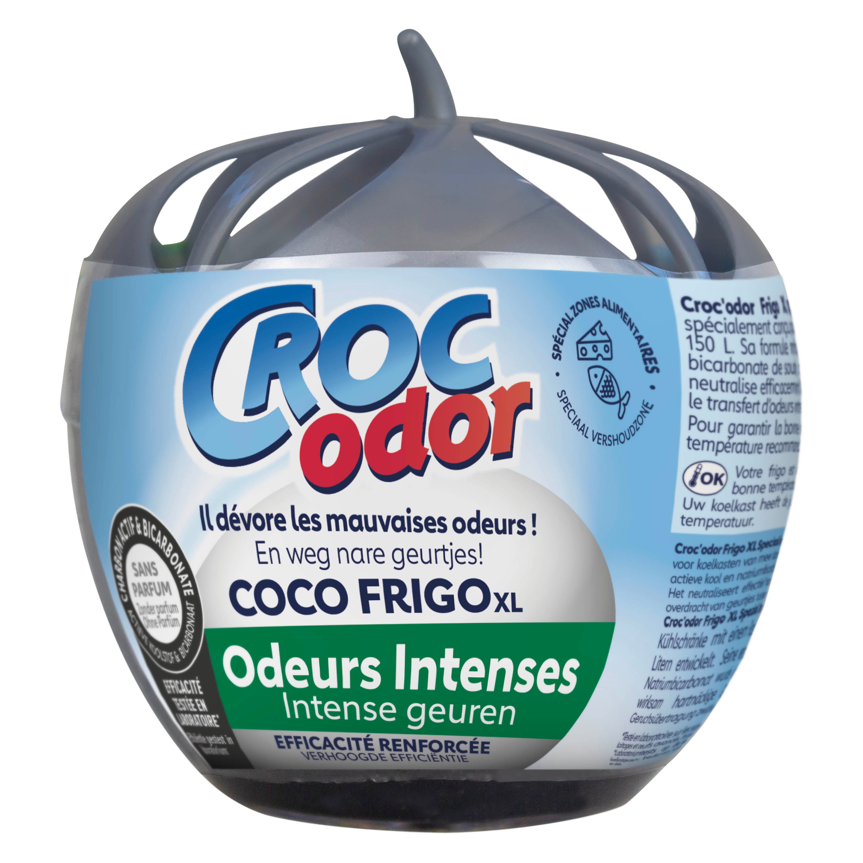 CROC ODOR - Absorbeur d'odeurs Frigo XL Odeurs intenses 140g Sans parfum