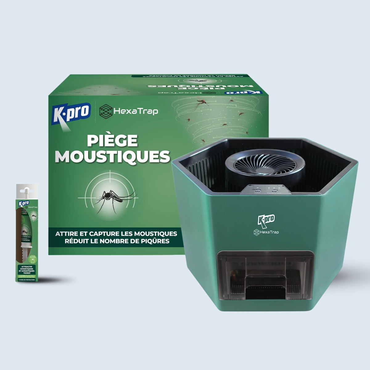 K.PRO - Piège électrique à moustiques et moustiques tigres  + 1 seringue d'attractif 1 Piège + 1 seringue d'attractif