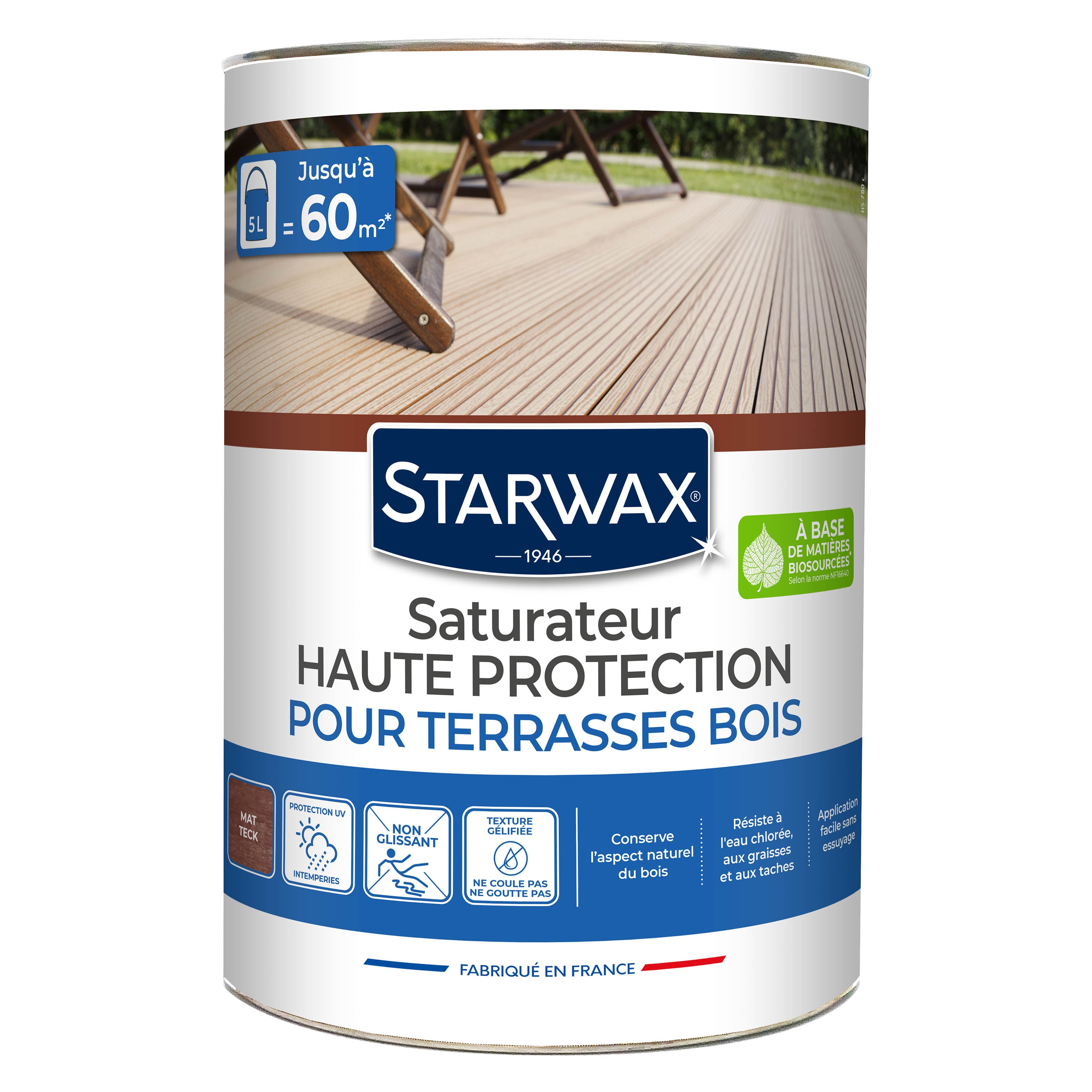 STARWAX - Saturateur Haute protection pour terrasses bois
 1L Teck