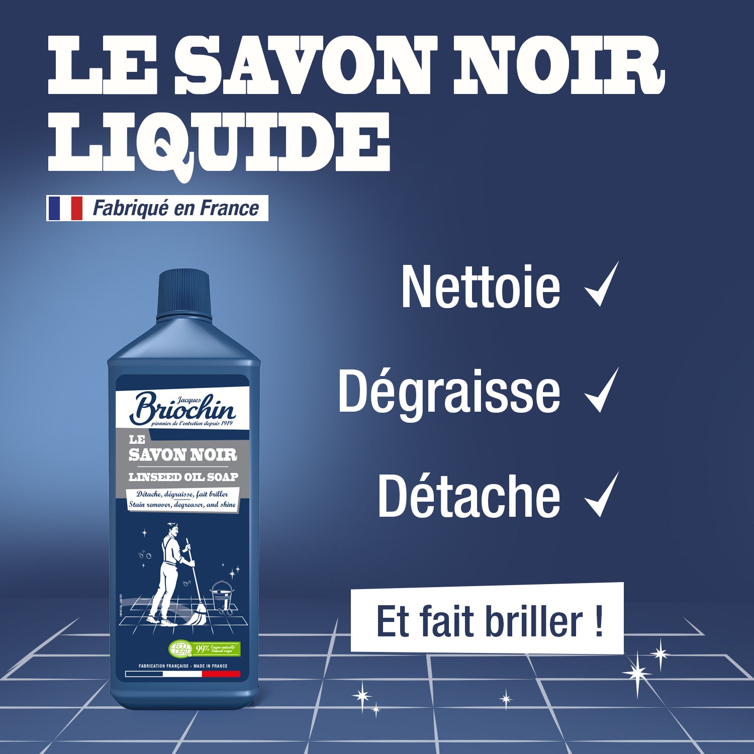 JACQUES BRIOCHIN - Savon noir liquide 1,33L Sans parfum