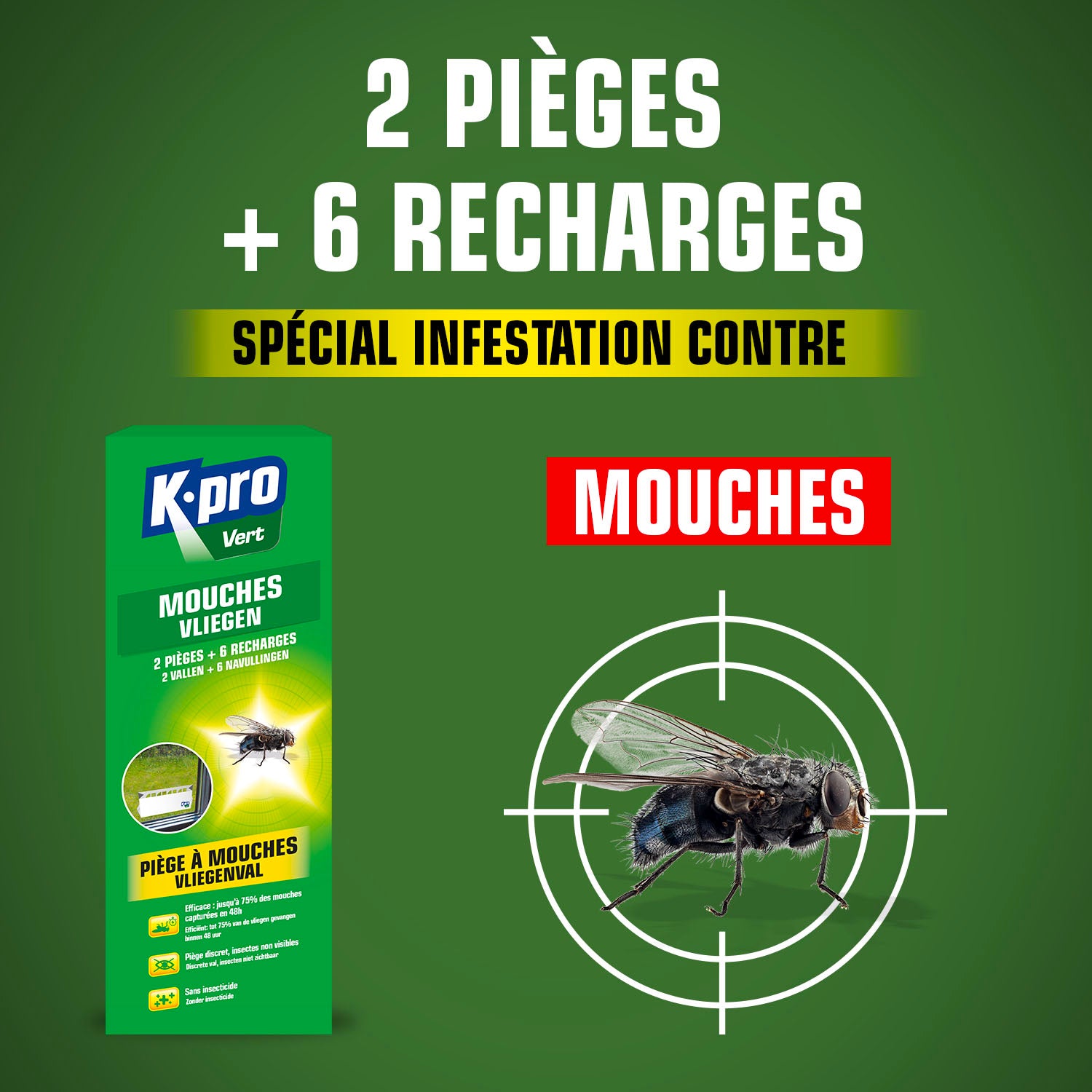 K.PRO - Pièges à mouches
 2 pièges + 6 recharges
