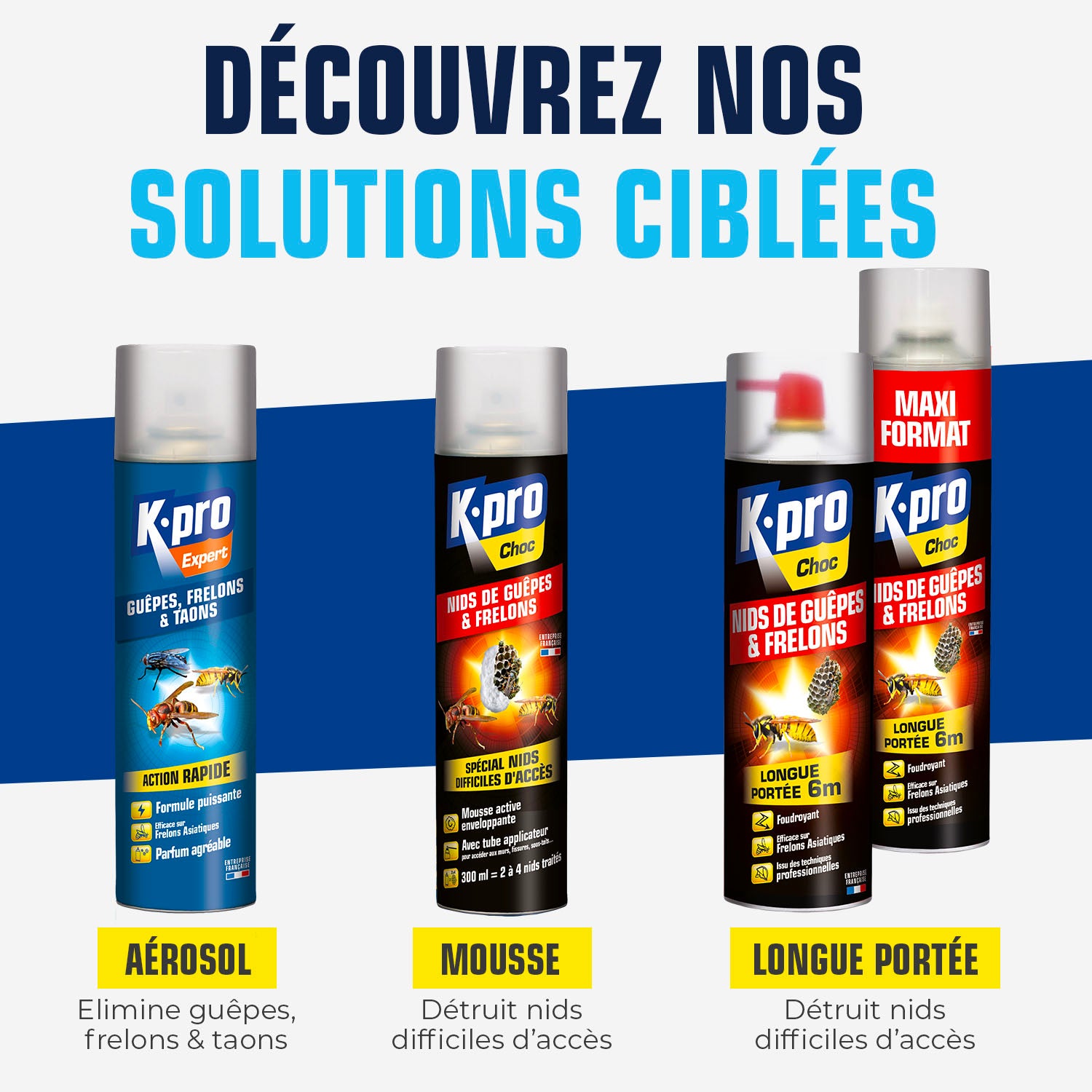 K.PRO - Aérosol contre guêpes et frelons 400ml