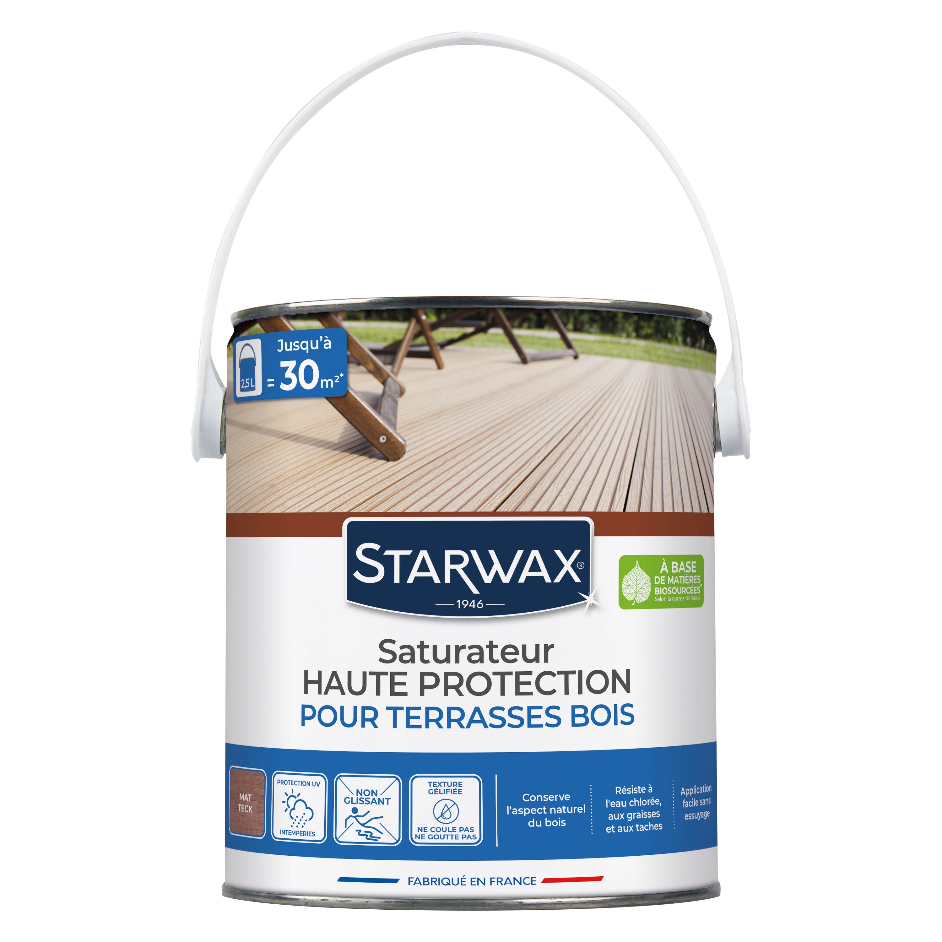 STARWAX - Saturateur Haute protection pour terrasses bois
 1L Teck